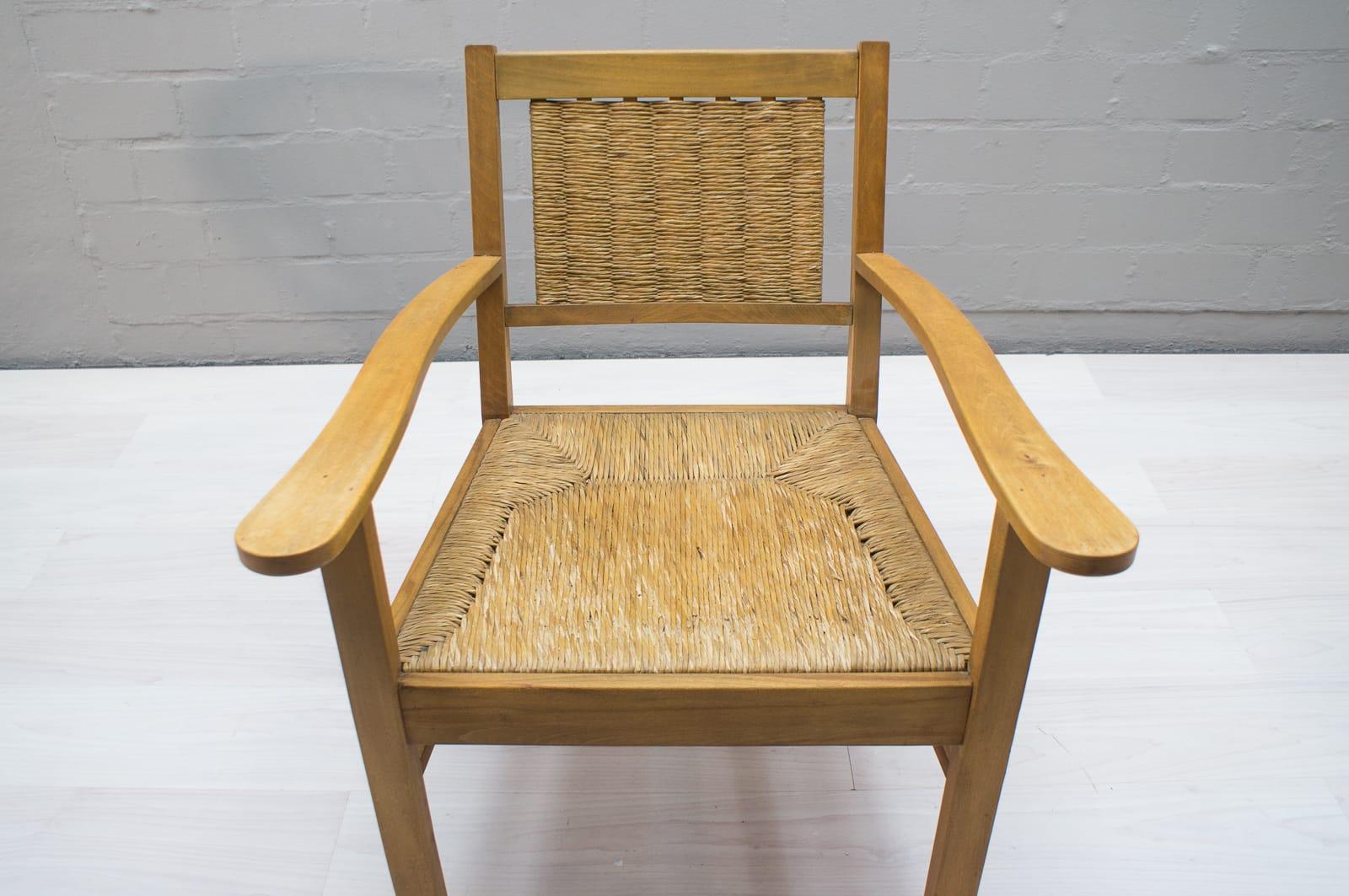 French Art Deco Modernist Wicker Armchair Attributed to Francis Jourdain, 1940s 7