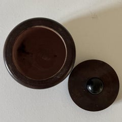 French Art Deco Modernist Wood Ribbed Circular Lidded Box circa 1925