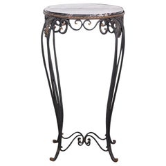 Mesa de pie francesa Art Déco / Modernista de hierro forjado y mármol Raymond Subes