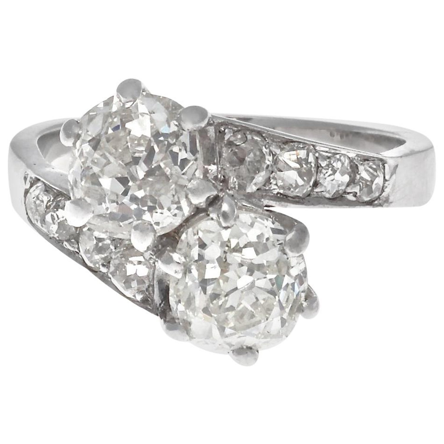 French Art Deco Moi Et Toi Diamond Gold Ring At 1stdibs