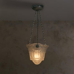 French Art Deco Molded Glass Pendant, 1930s