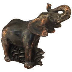 Antique French Art Deco Mood Lamp of an Elephant on a Marble Base