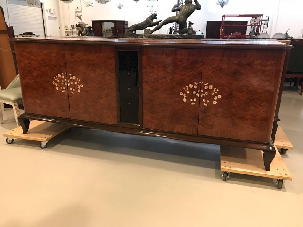 French Art Deco Mother-of-Pearl Style of Jules Leleu Sideboard or Buffet In Excellent Condition In North Bergen, NJ