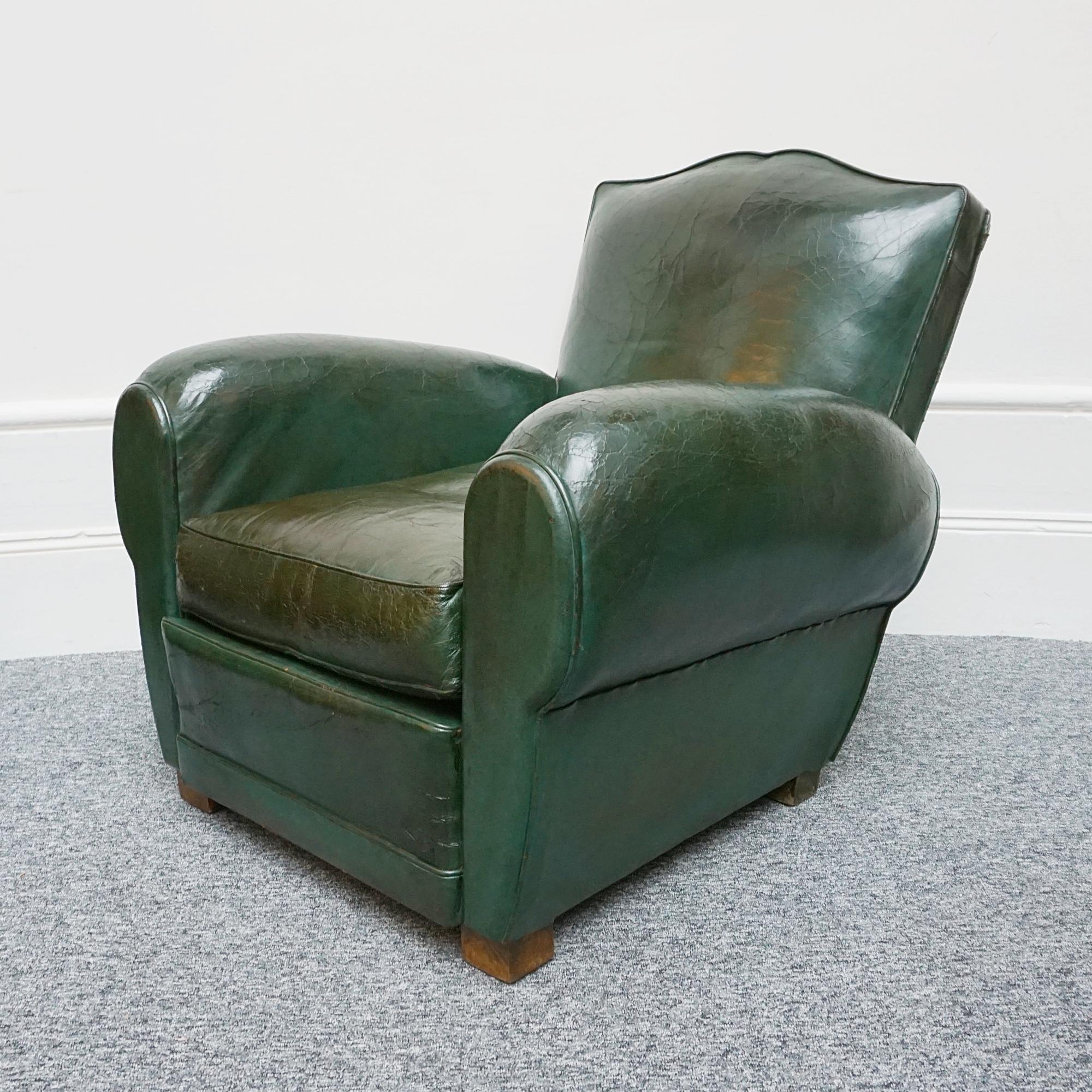 French Art Deco Moustache Backed Club Chairs In Good Condition In Forest Row, East Sussex