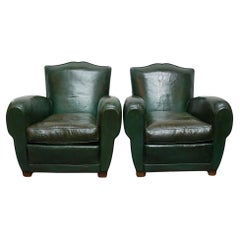 French Art Deco Moustache Backed Club Chairs 