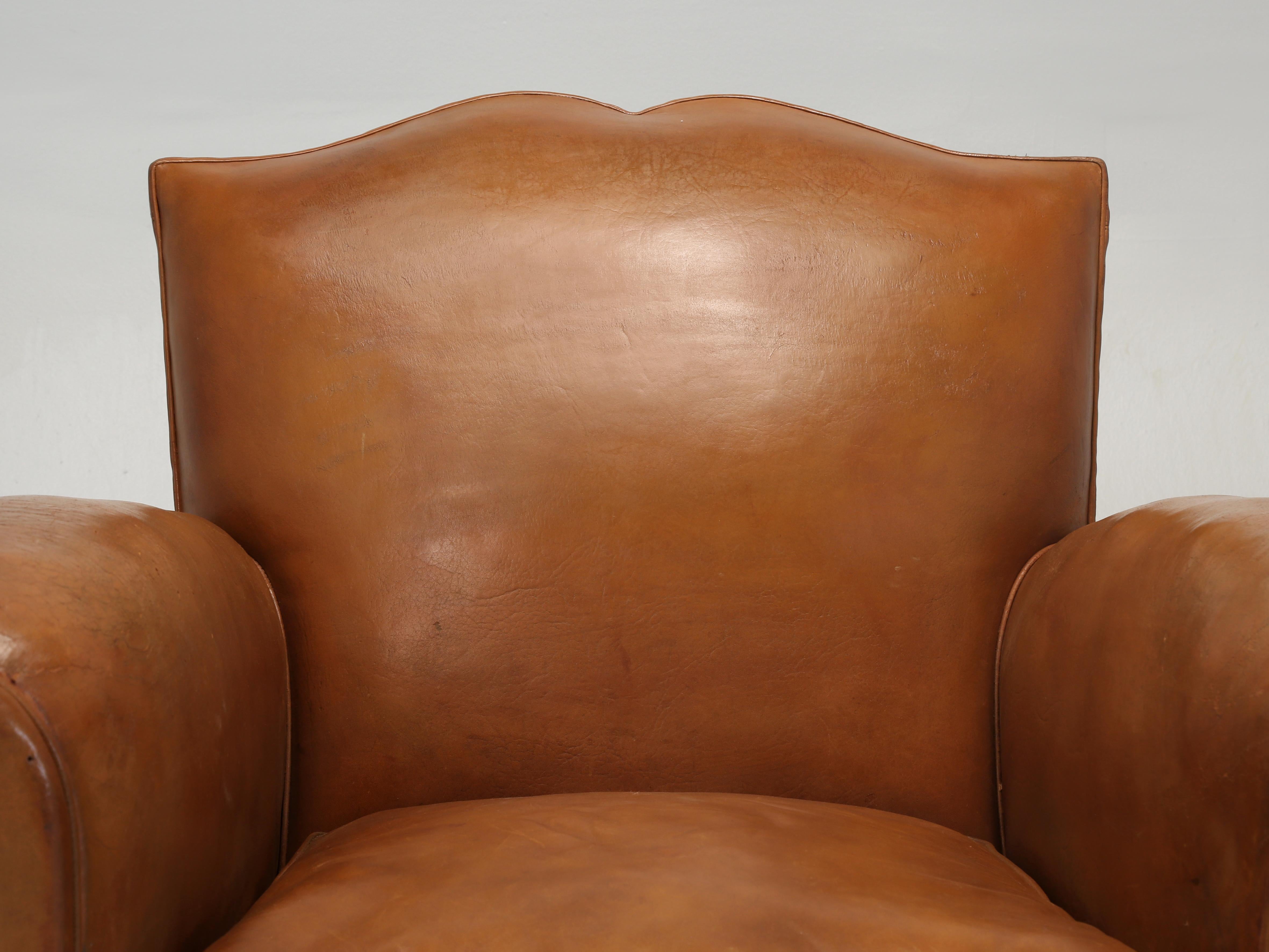 French Art Deco Moustache Style Club Chairs from the 1930s. If there ever was an Iconic French Art Deco Leather Club Chair, then it must be the Classic Moustache Back French Leather Club Chair that epitomizes the Art Deco Period. Our inhouse Old
