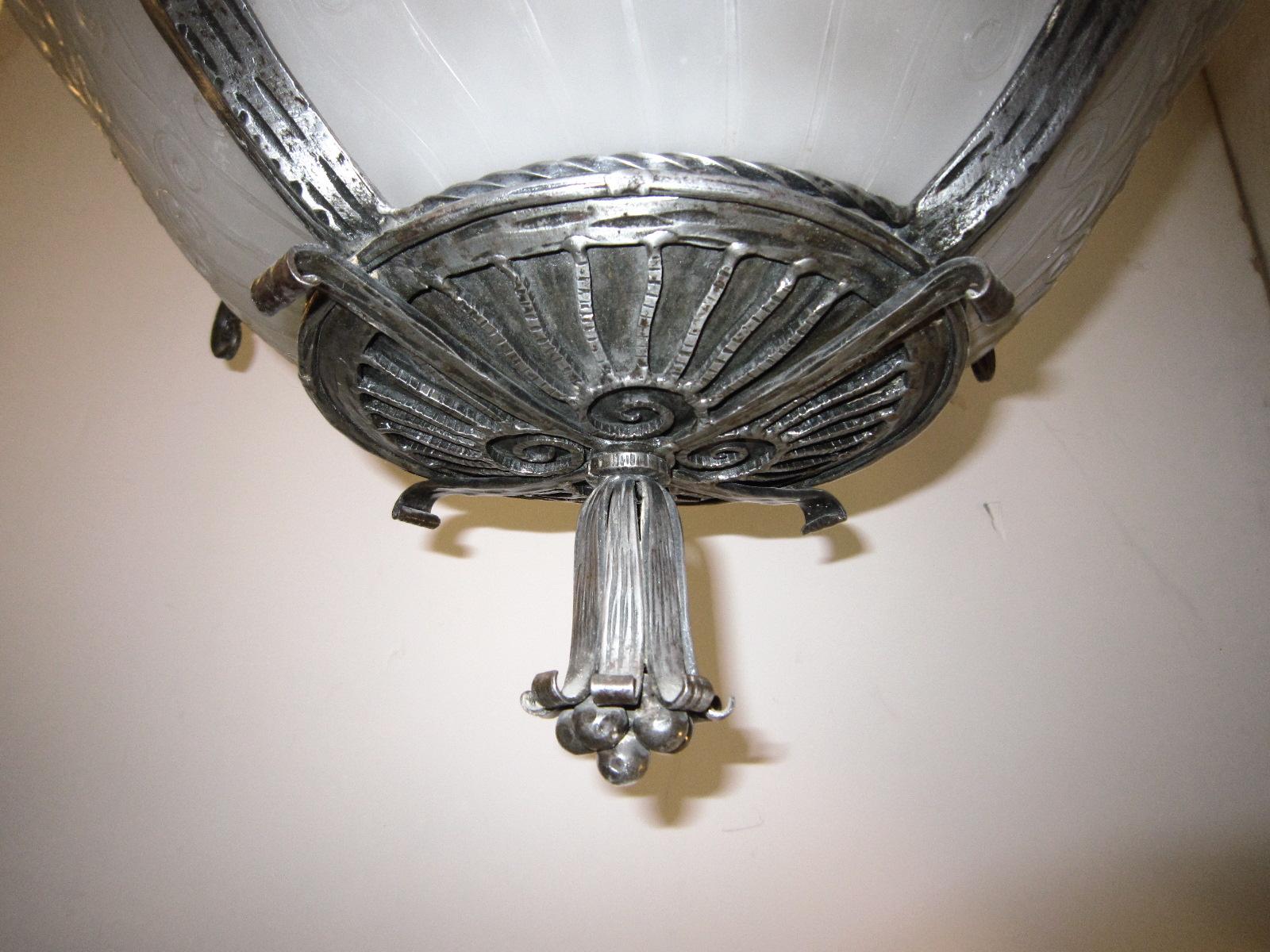 French Art Deco Muller Freres Chandelier, Ironwork attributed to Edgar Brandt  For Sale 3