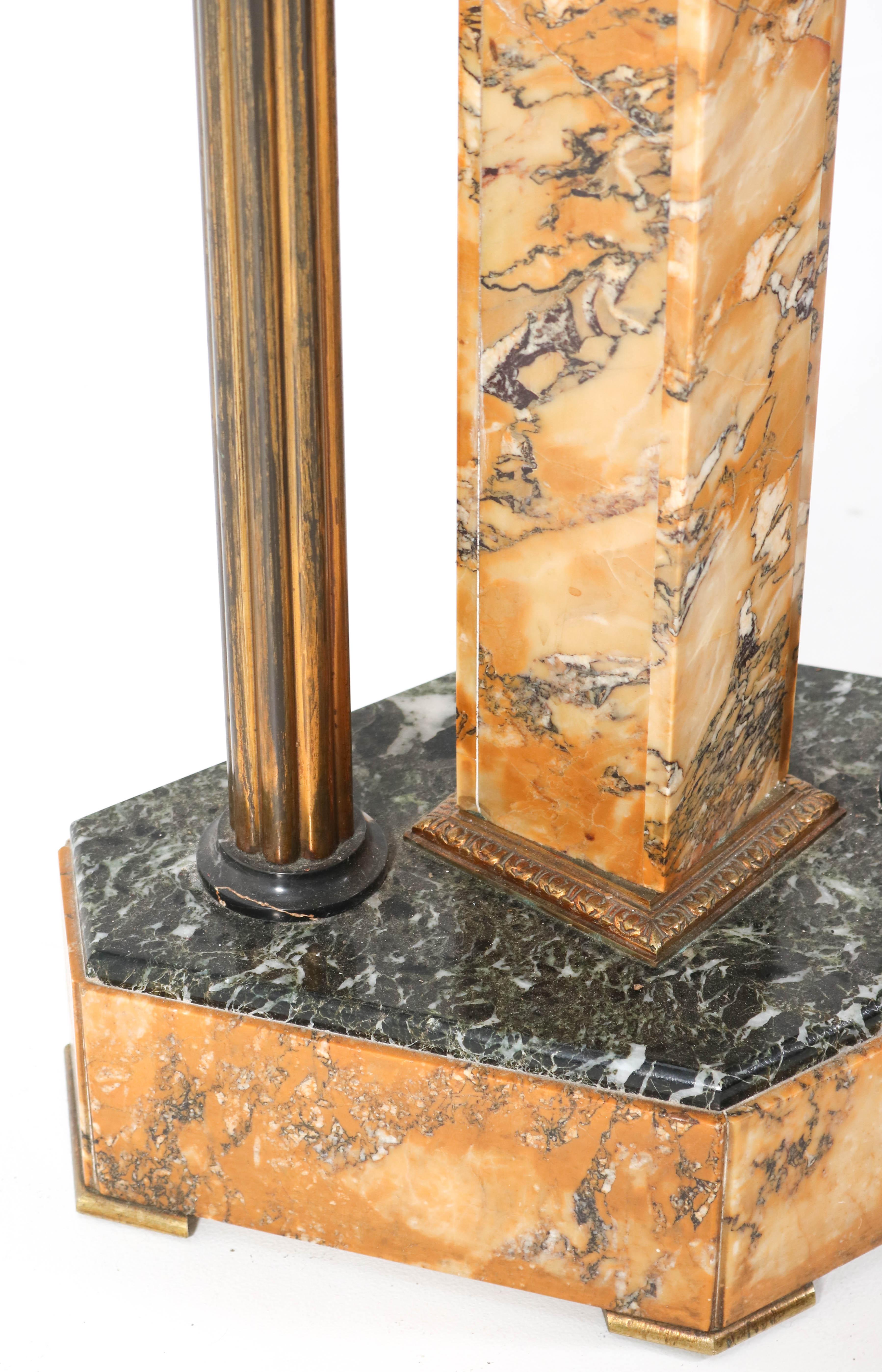 French Art Deco Multicolored Marble Side Table, 1930s 5