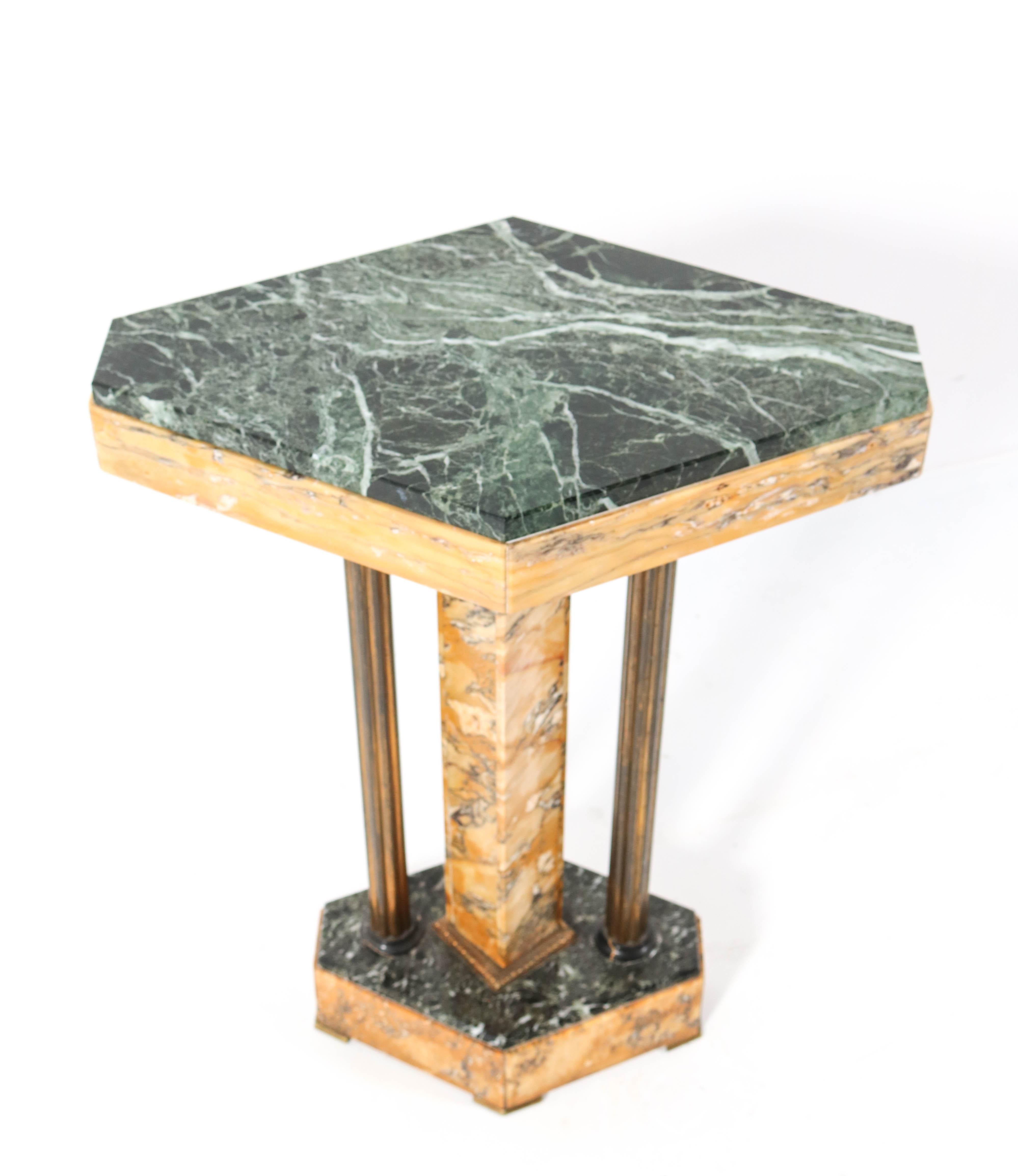 Mid-20th Century French Art Deco Multicolored Marble Side Table, 1930s