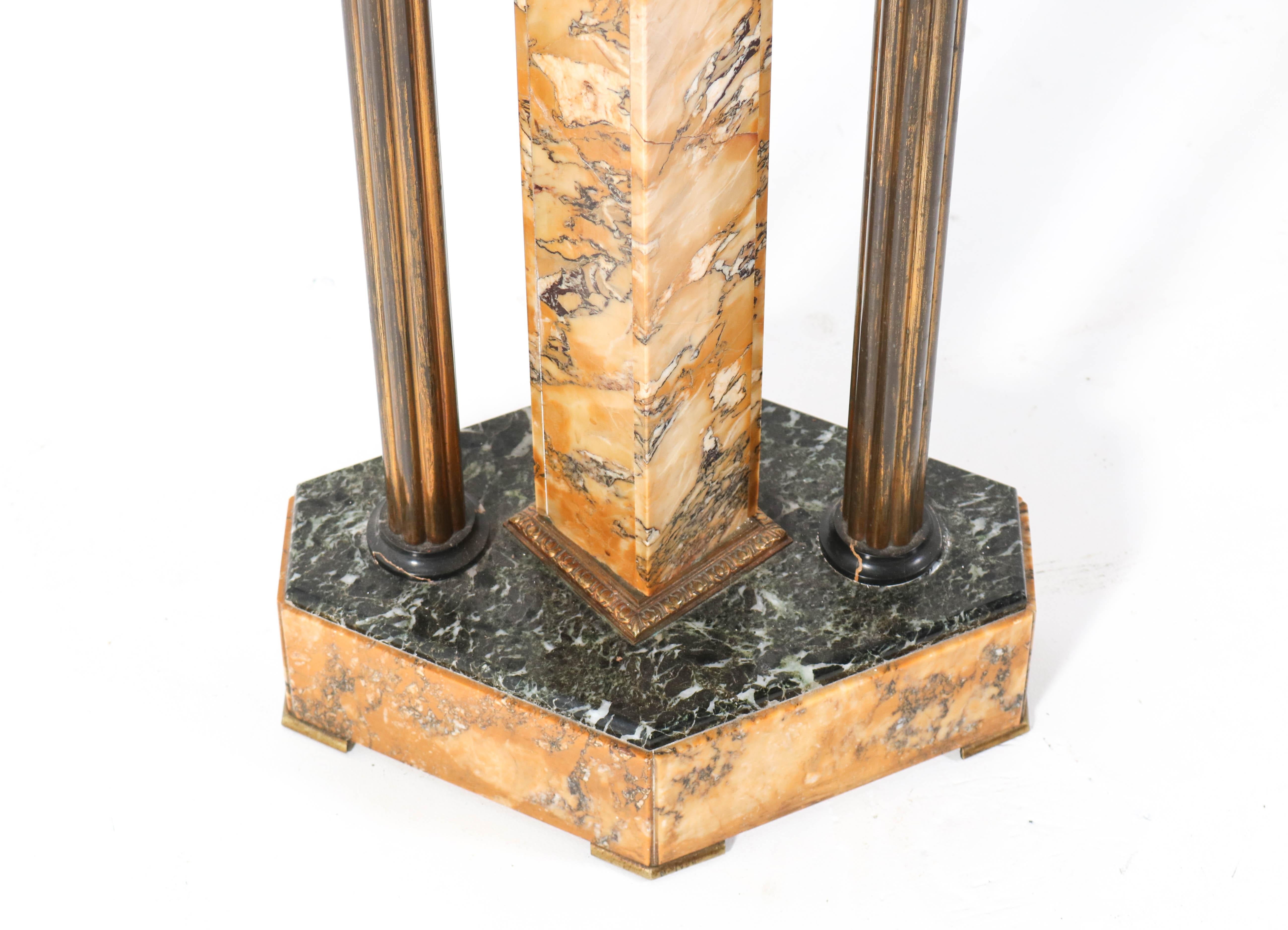 French Art Deco Multicolored Marble Side Table, 1930s 3