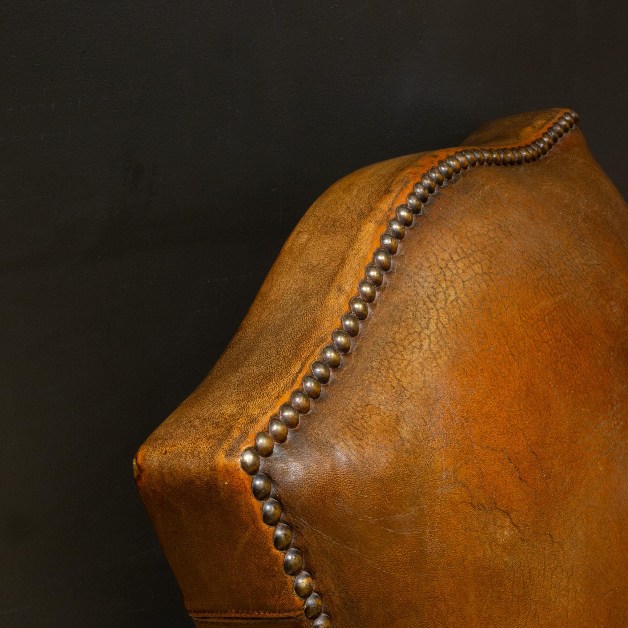 French Art Deco Mustache Leather Club Chairs c.1930 5