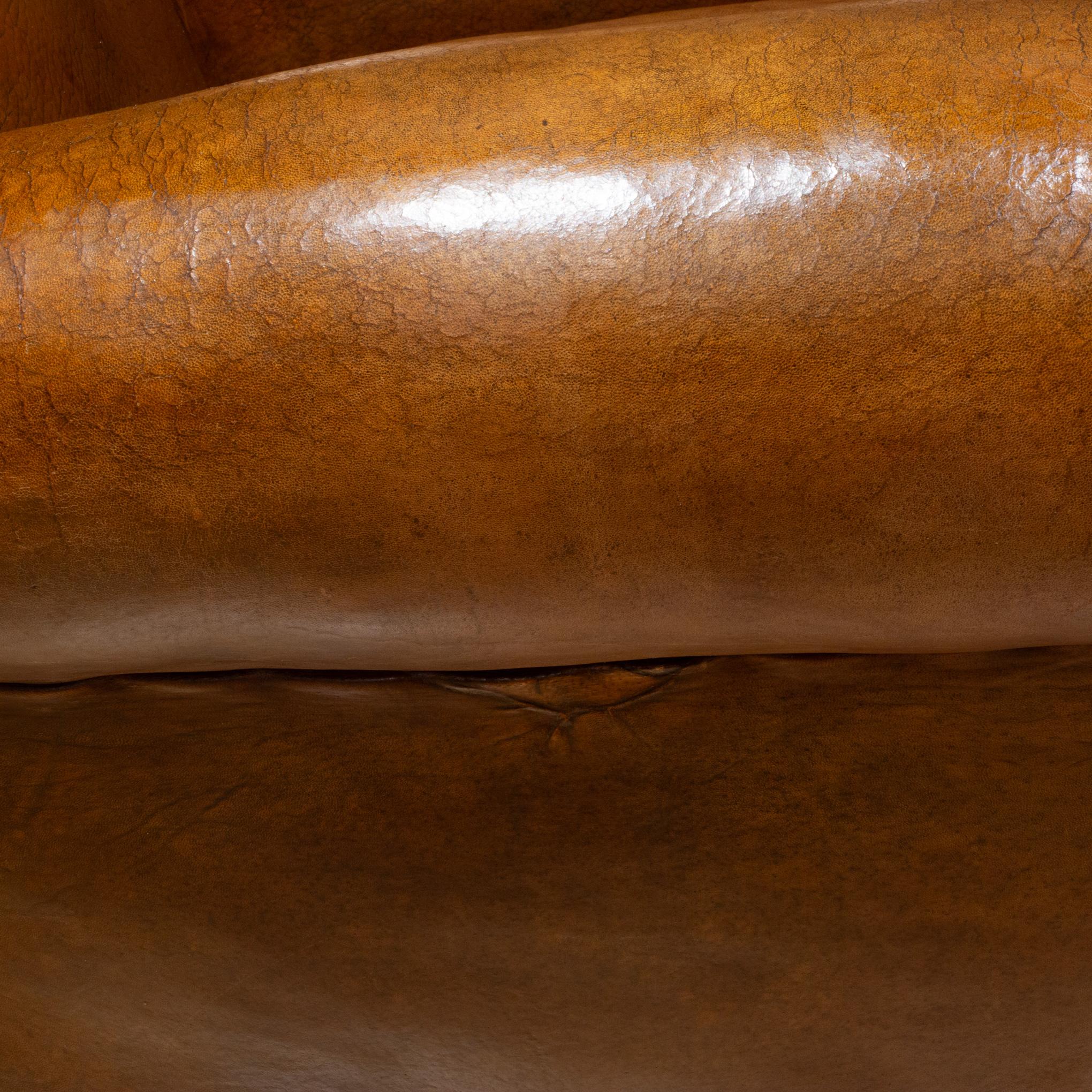 French Art Deco Mustache Leather Club Chairs c.1930 6