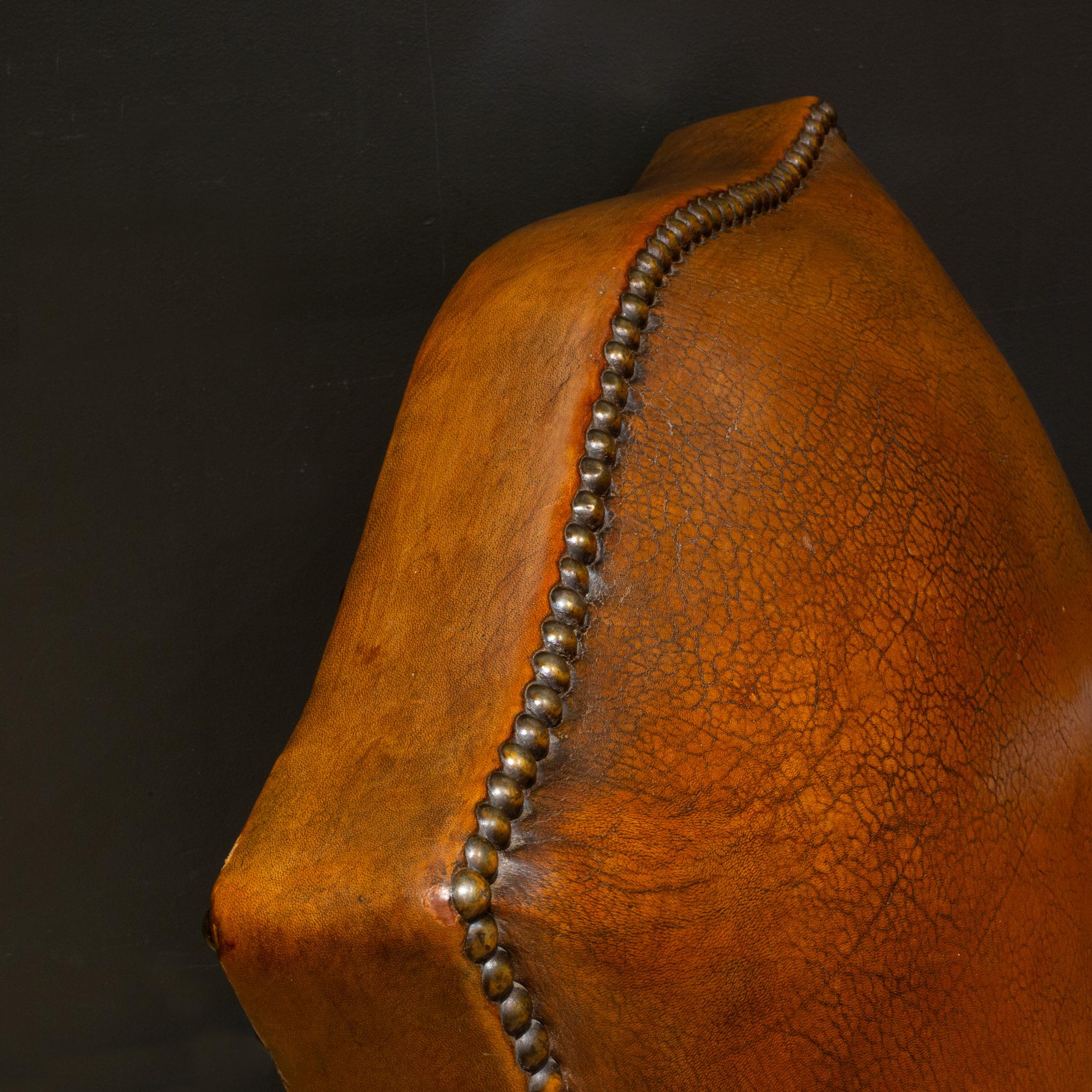 French Art Deco Mustache Leather Club Chairs c.1930 2