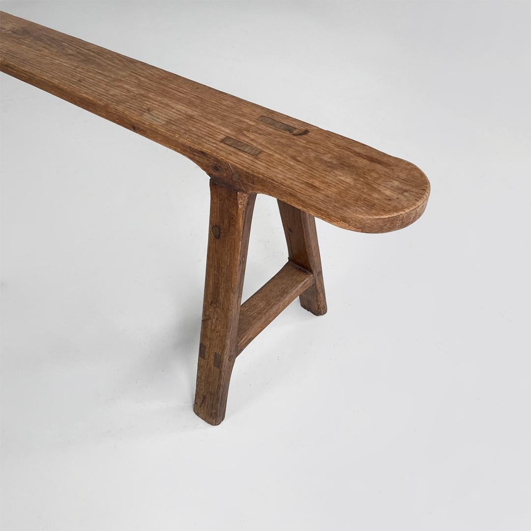 Banc étroit en bois massif Art déco français, années 1930 en vente 2