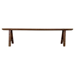 French Art Deco narrow solid wood bench, 1930s