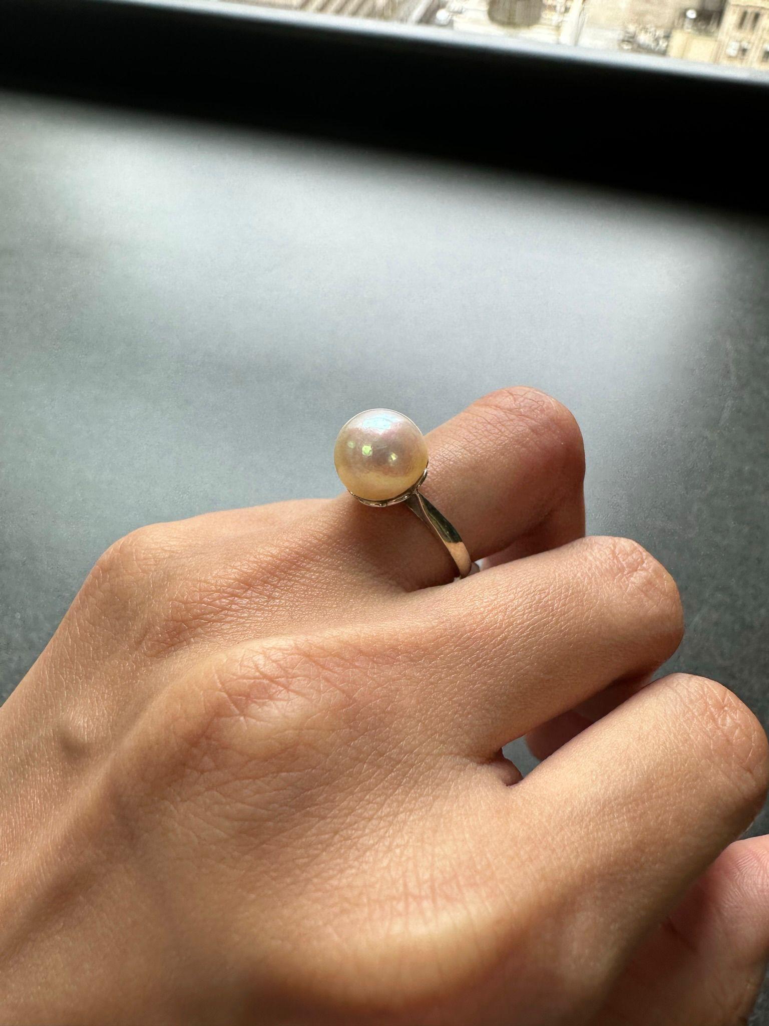 Französischer Art-Déco-Ring mit natürlicher Perle in gutem Zustand 1