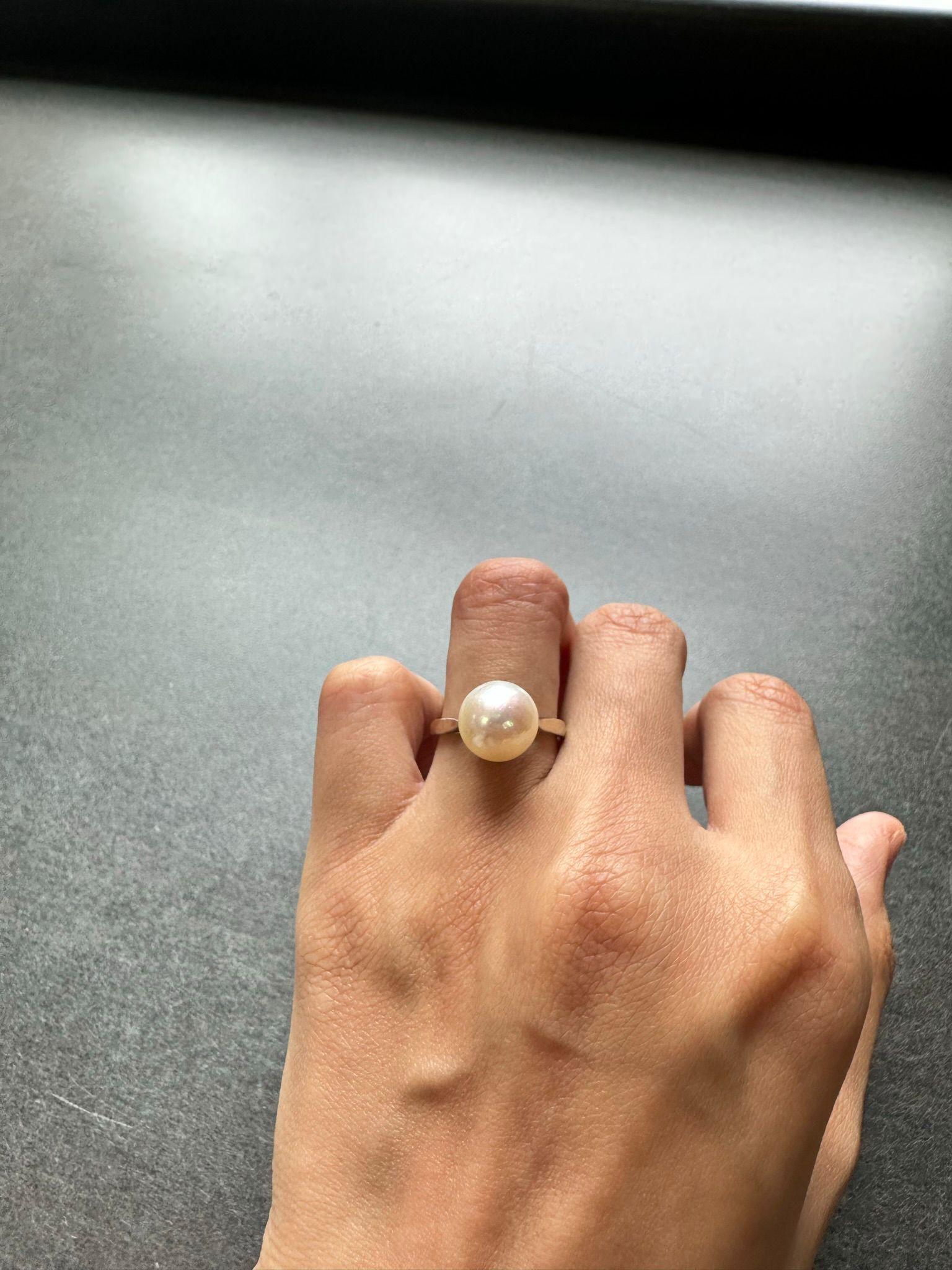 Französischer Art-Déco-Ring mit natürlicher Perle in gutem Zustand Damen