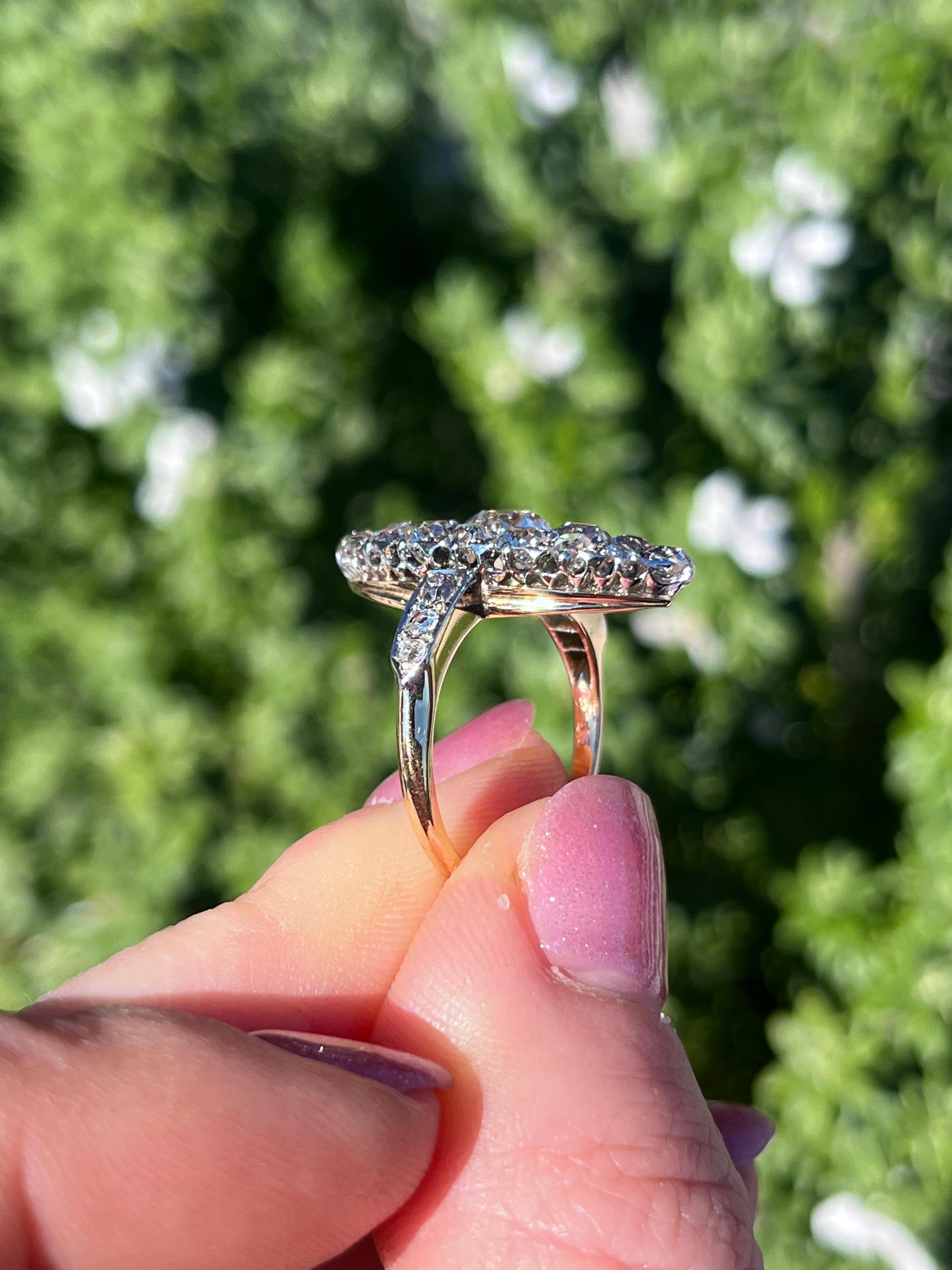 Women's or Men's French Art Deco Navette Ring For Sale