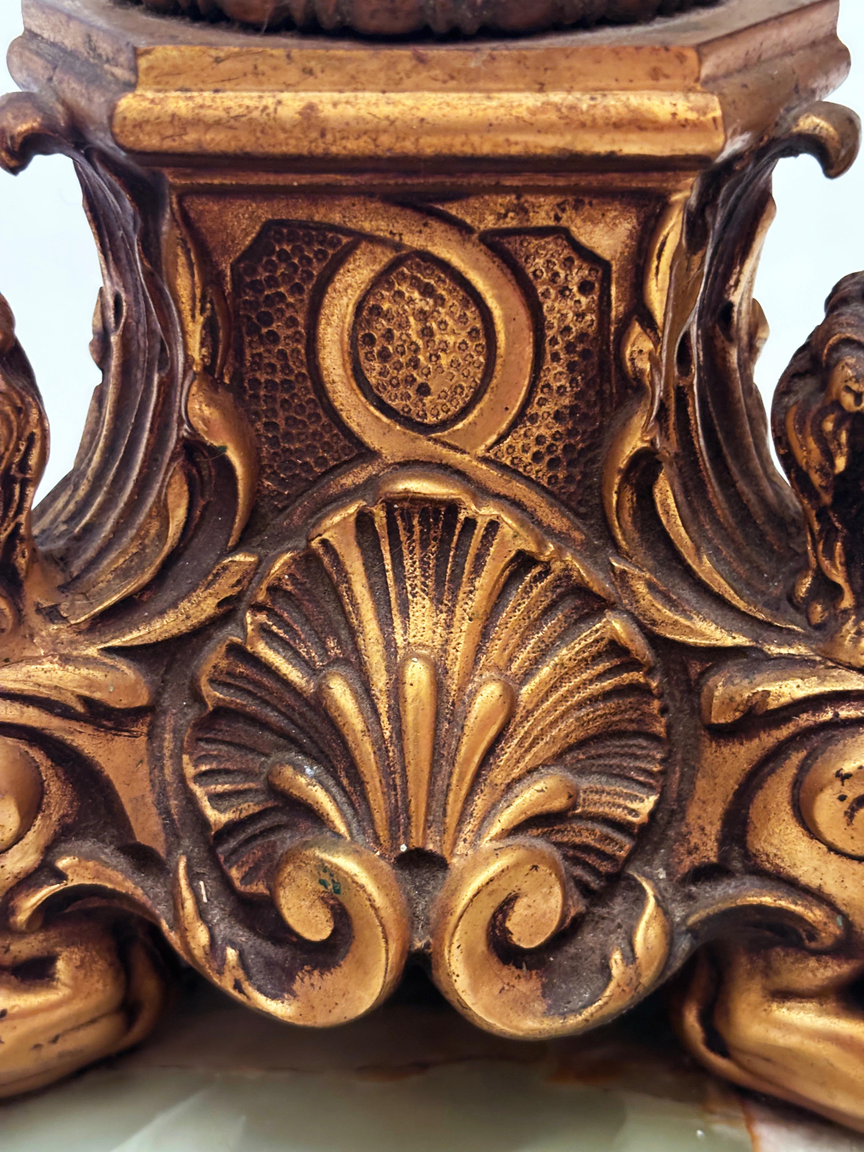 Lampada da terra francese Art Deco Neoclassica in bronzo, onice e doratura in vendita 5