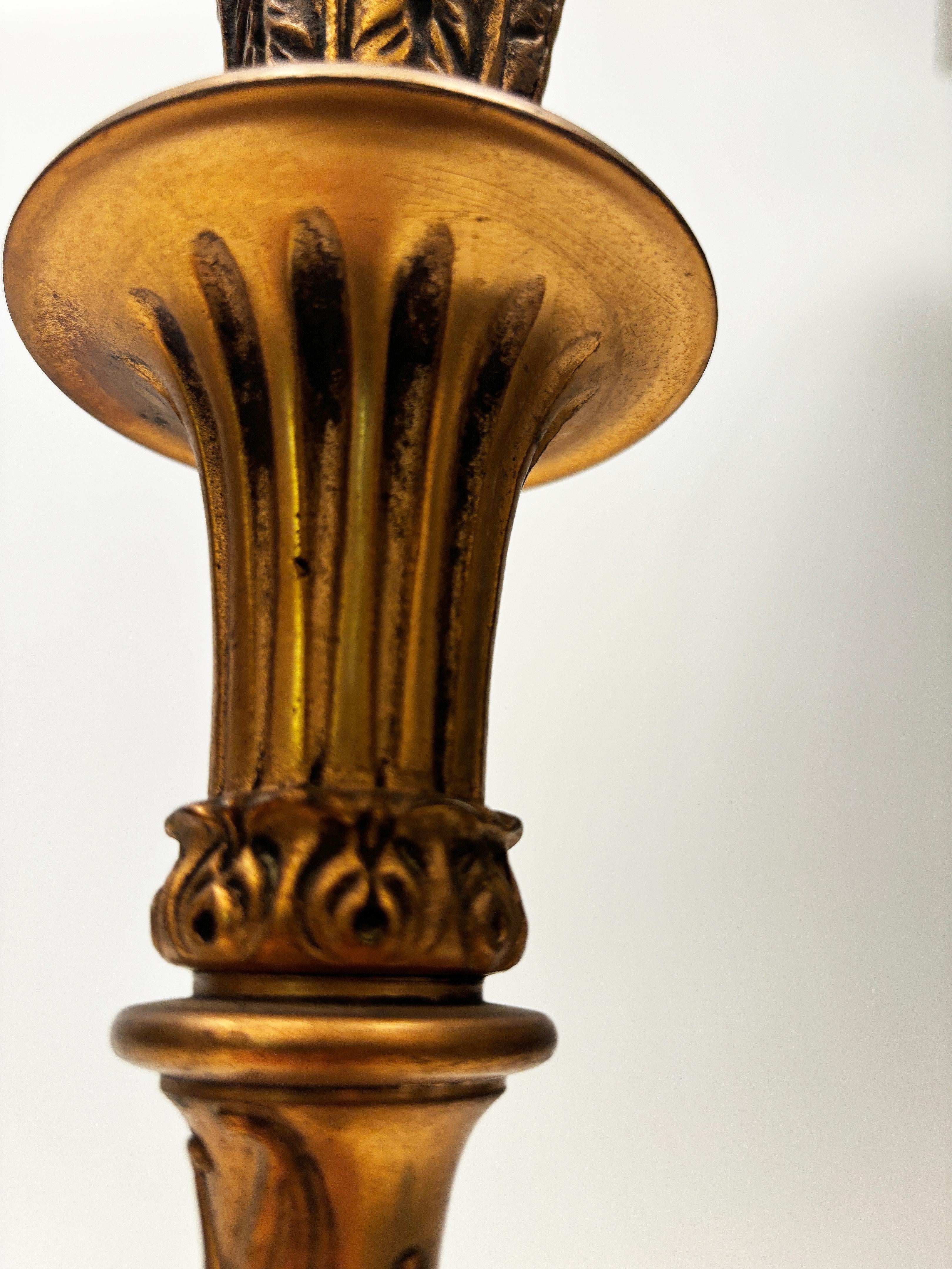 Lampada da terra francese Art Deco Neoclassica in bronzo, onice e doratura in vendita 7