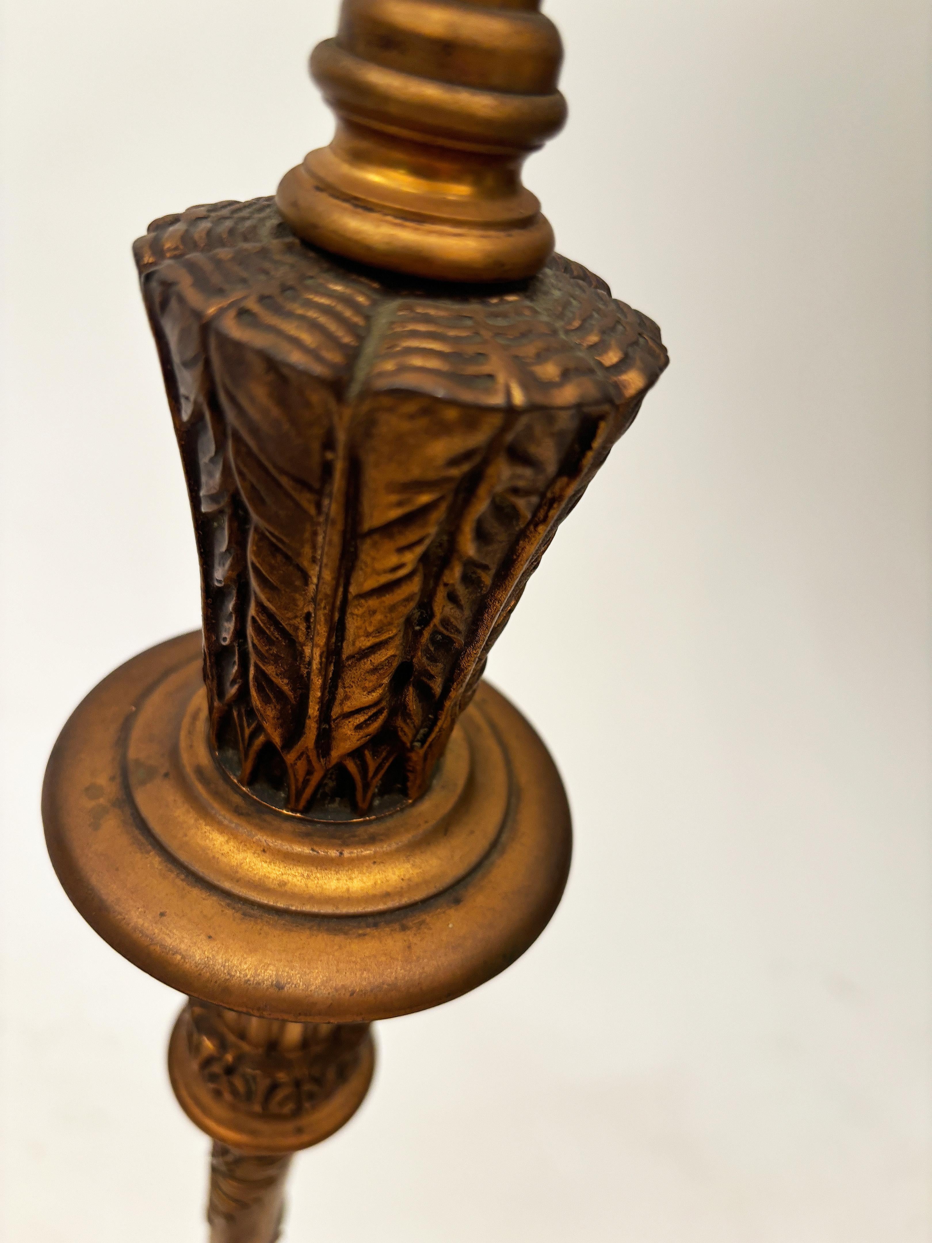 Lampada da terra francese Art Deco Neoclassica in bronzo, onice e doratura in vendita 8