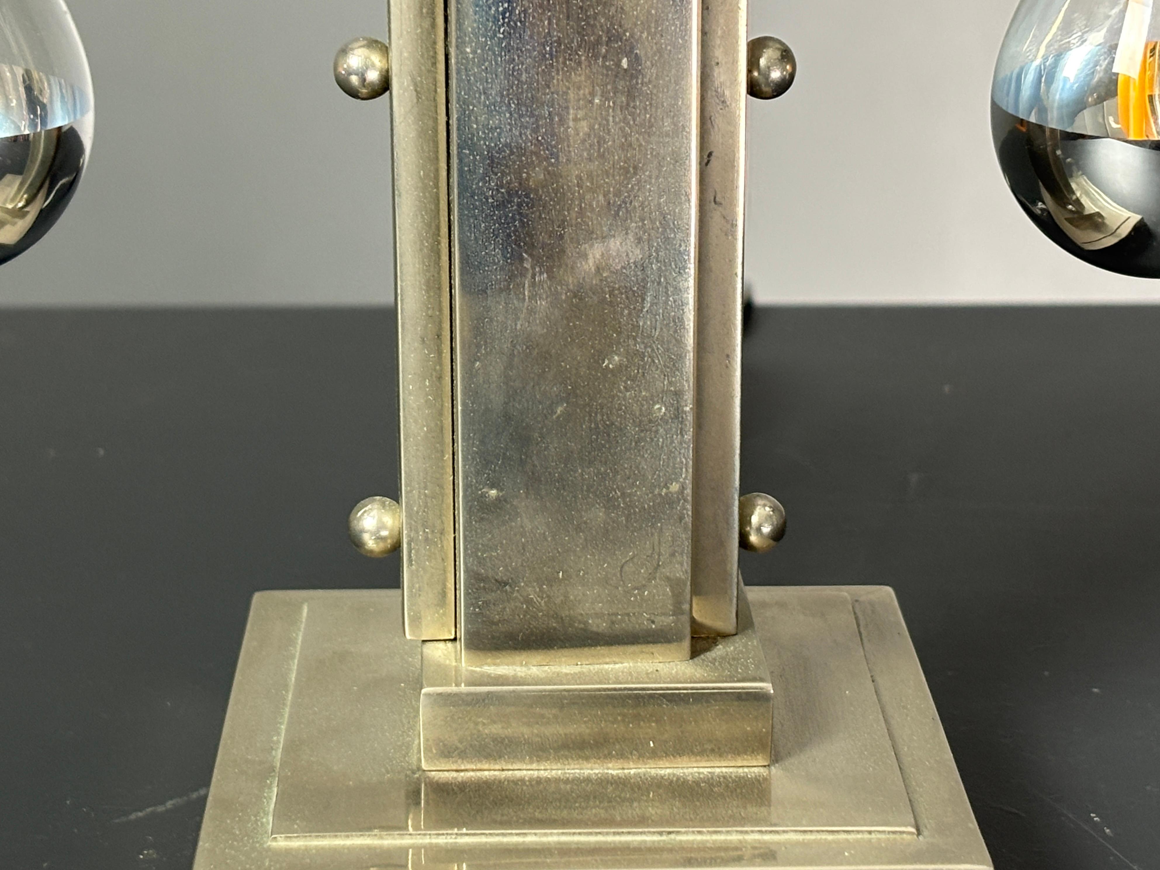 Lampada da scrivania o da tavolo francese in nichel art déco, anni '30 in vendita 9