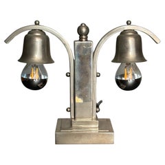 French art deco nickel desk or table lamp, 1930s