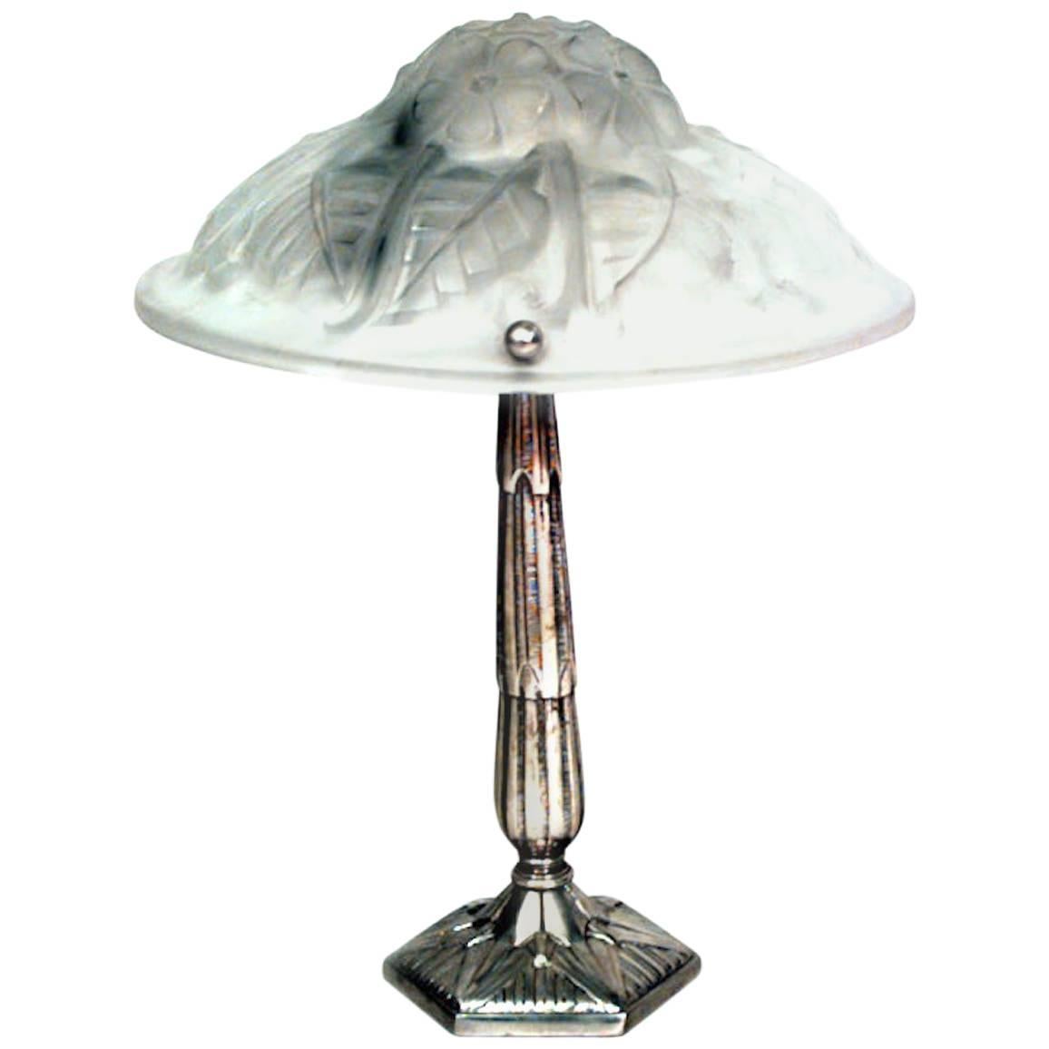 French Art Deco Nickel-Plated Table Lamp