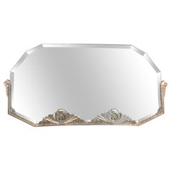 French Art Deco Nickel-Plated Wall Mirror