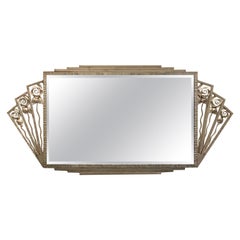 French Art Deco Nickel Wall Mirror