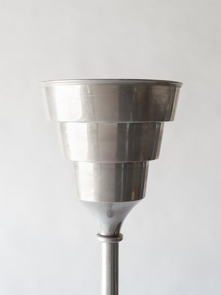 French Art Deco, Nickeled Brass Stepped Torchiere, c. 1930 at 1stDibs