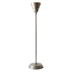 French Art Deco, Nickeled Brass Stepped Torchiere, c. 1930