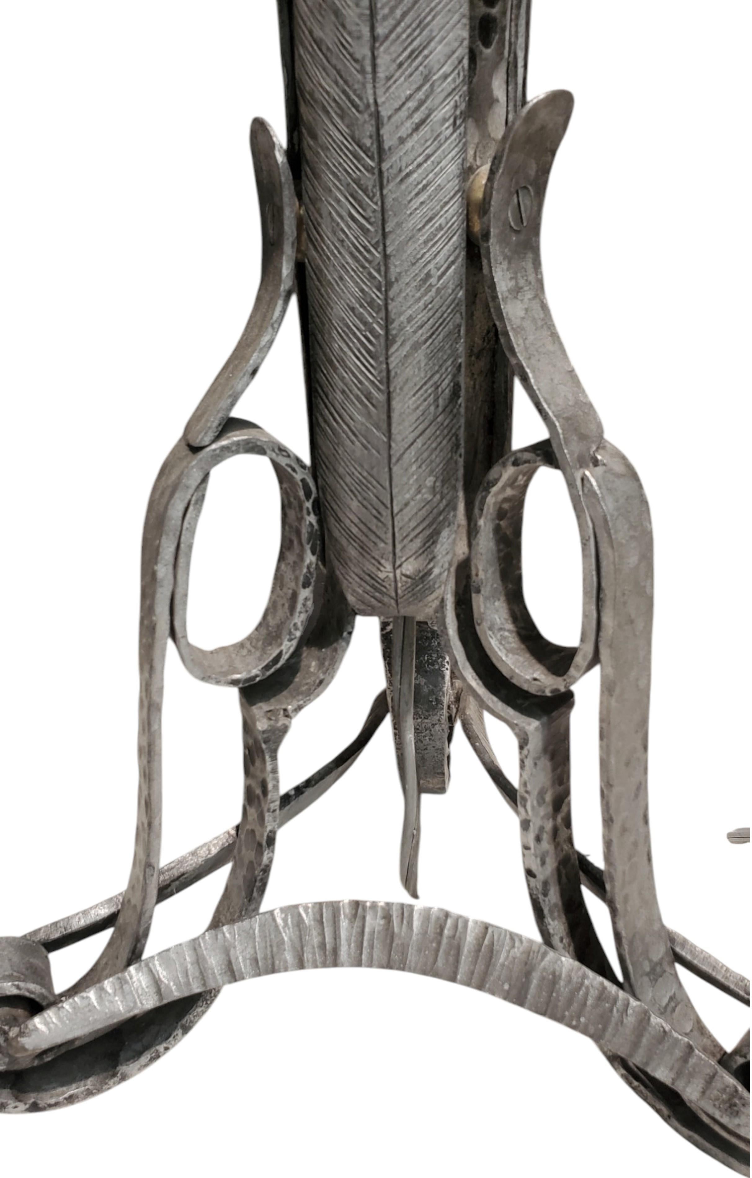Lampadaire Art Déco français en fer nickelé et verre d'art signé Muller Freres 1930 en vente 2