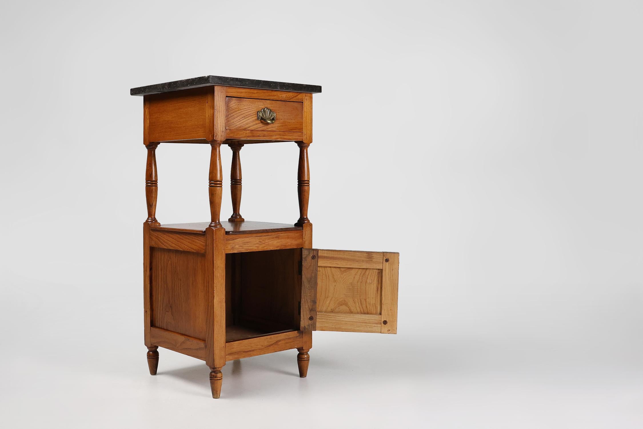 Stone French Art Deco Night Stand with blue stone top, ca. 1920 For Sale