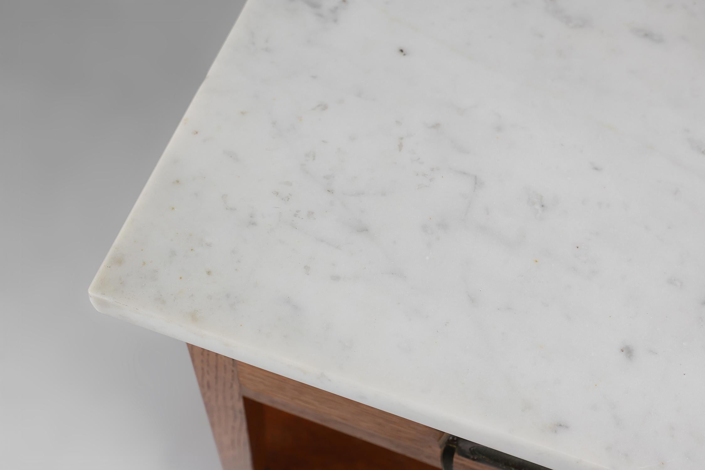 French Art Deco Night Stand with carrara marble top, ca. 1920 For Sale 5