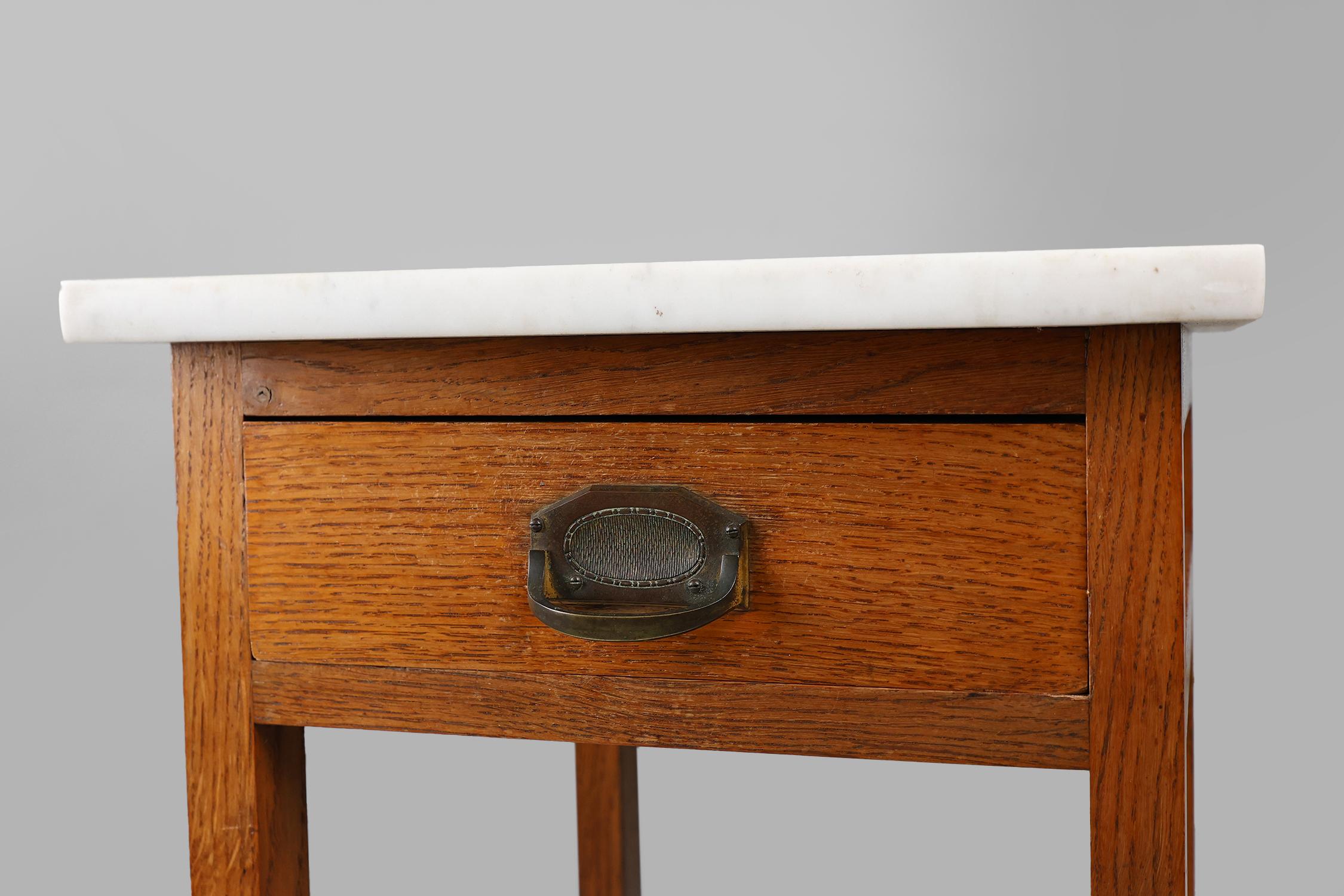 Hand-Carved French Art Deco Night Stand with carrara marble top, ca. 1920 For Sale