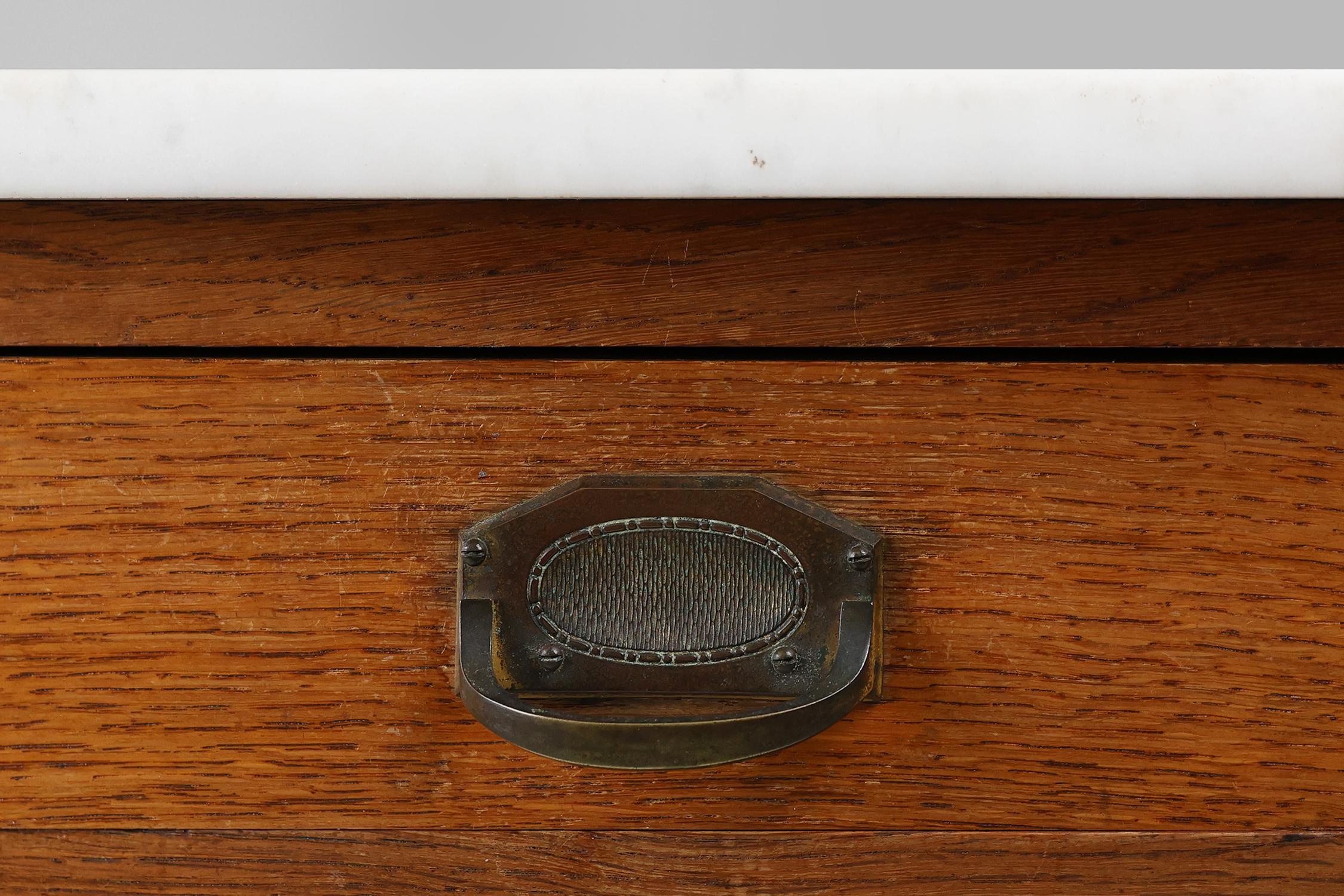 French Art Deco Night Stand with carrara marble top, ca. 1920 In Good Condition For Sale In Meulebeke, BE