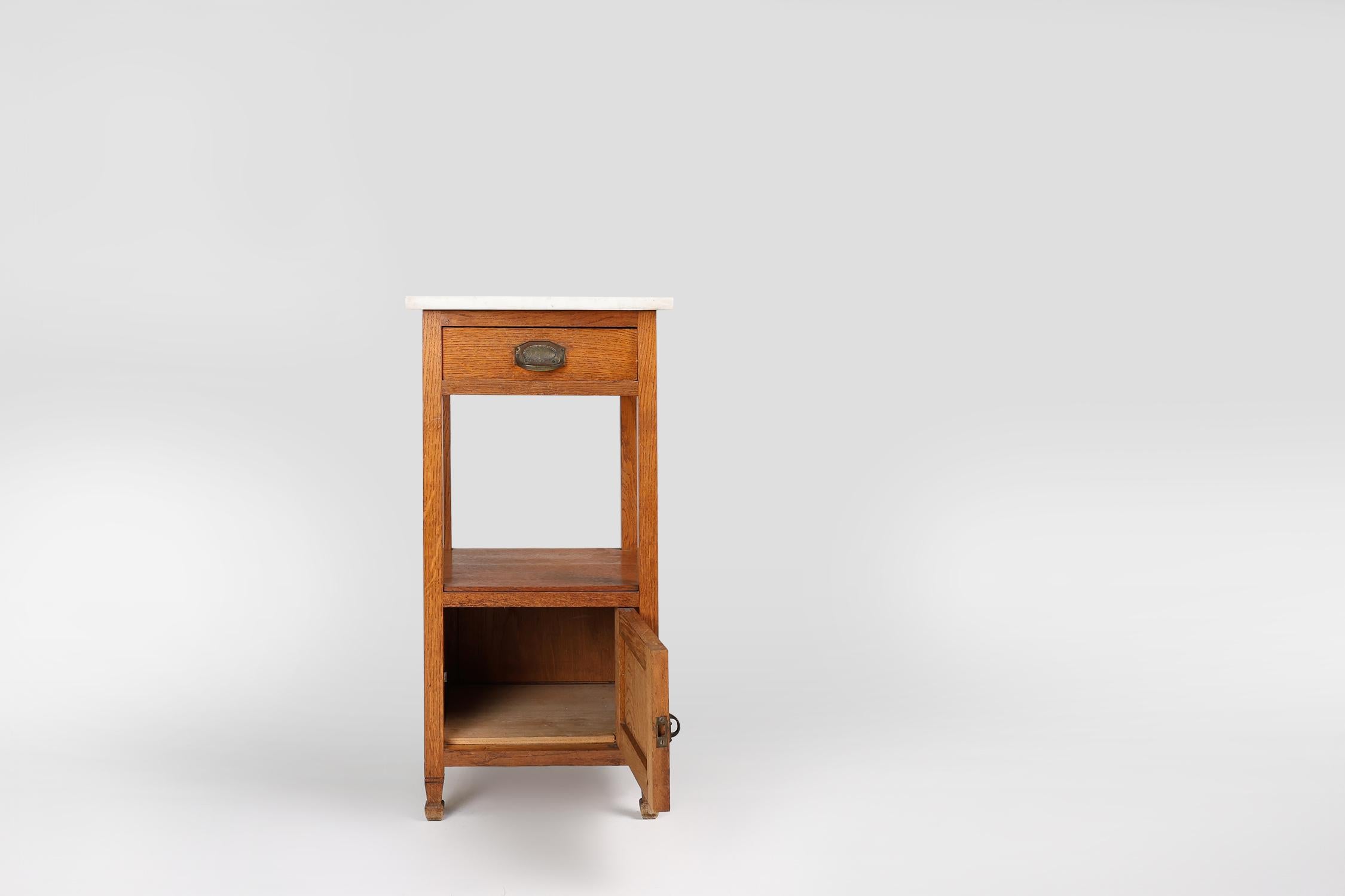 French Art Deco Night Stand with carrara marble top, ca. 1920 For Sale 1