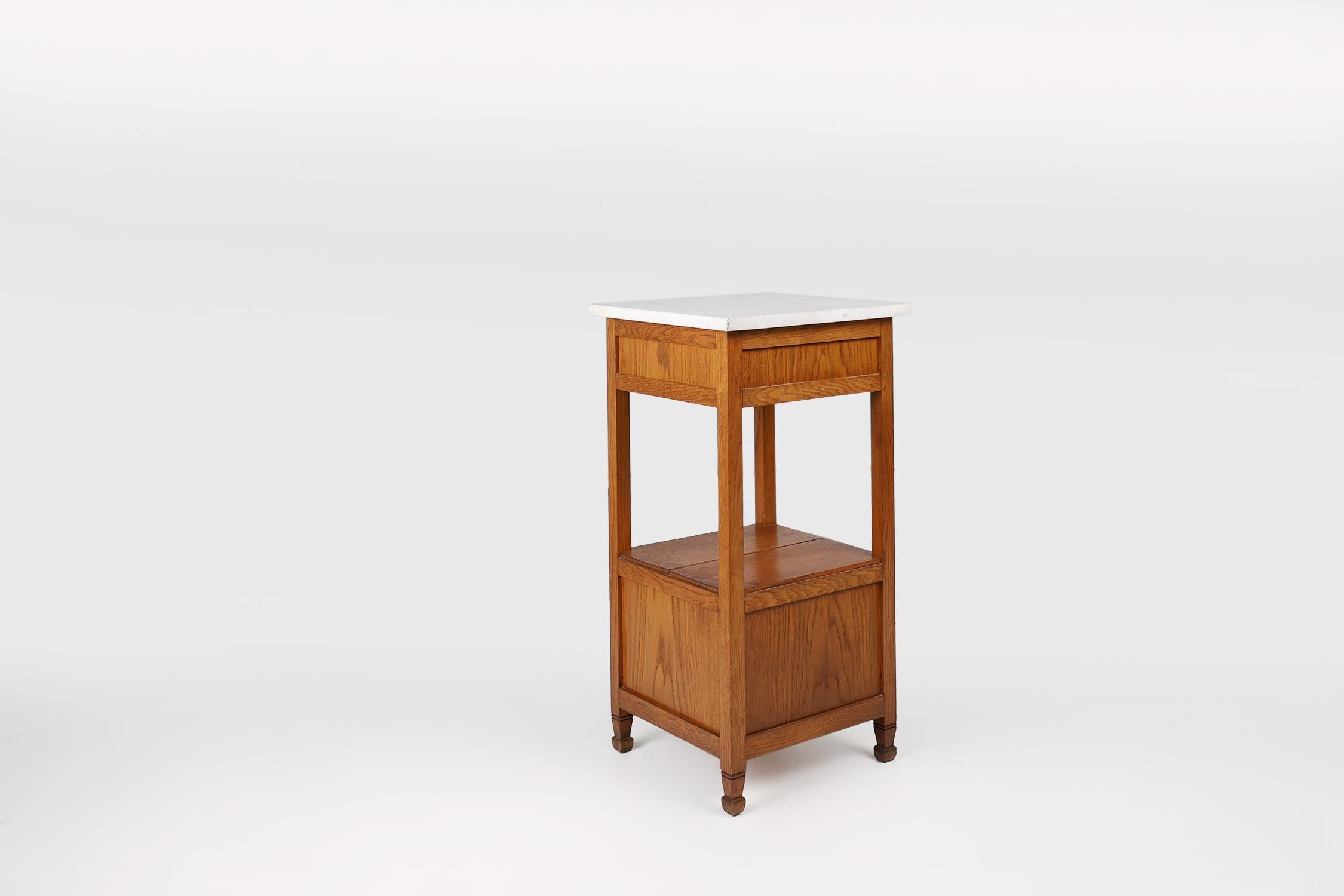 French Art Deco Night Stand with carrara marble top, ca. 1920 For Sale 3