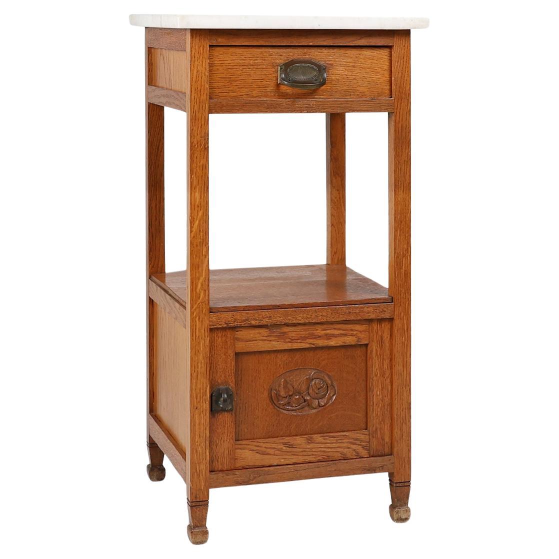 French Art Deco Night Stand with carrara marble top, ca. 1920