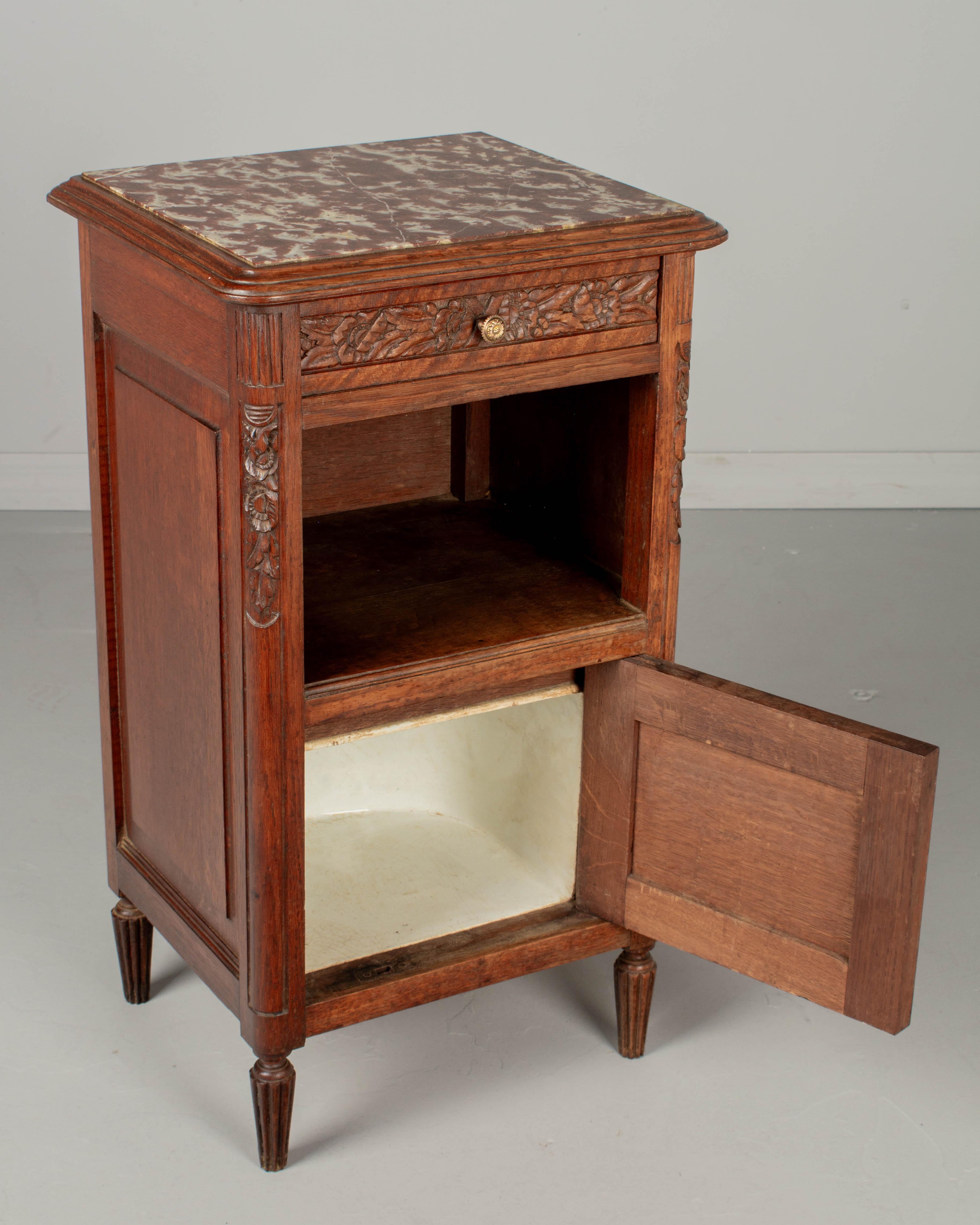 Hand-Carved French Art Deco Nightstand For Sale