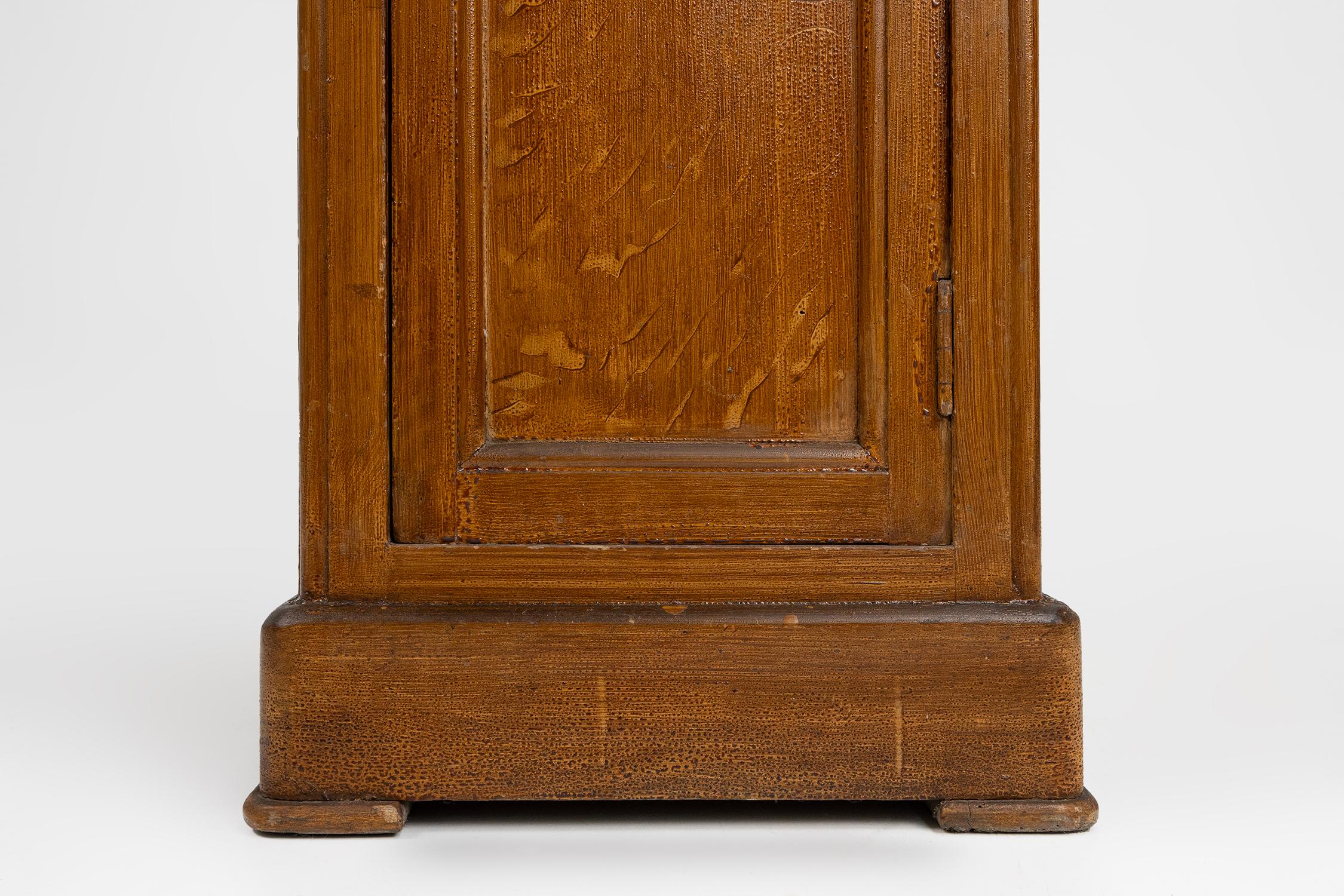 Wood French Art Deco nightstand in varnished wood, ca. 1930 For Sale