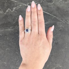Französischer Art Deco No Heat Saphir Diamant Platin Vintage Cluster Ring GIA