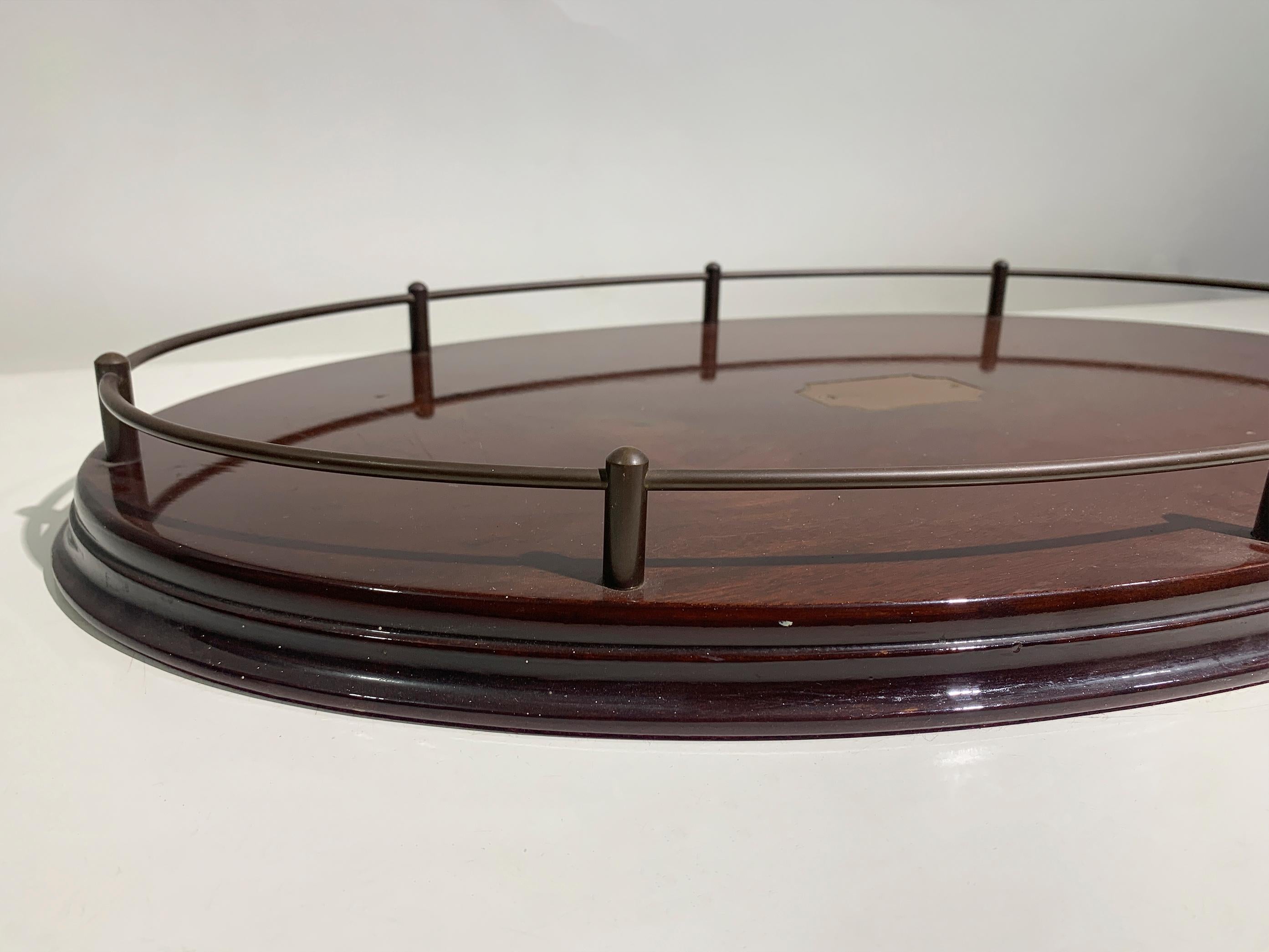 French Art Deco Noble Wood and Brass Gallery Tray, circa 1930 In Good Condition For Sale In Beirut, LB