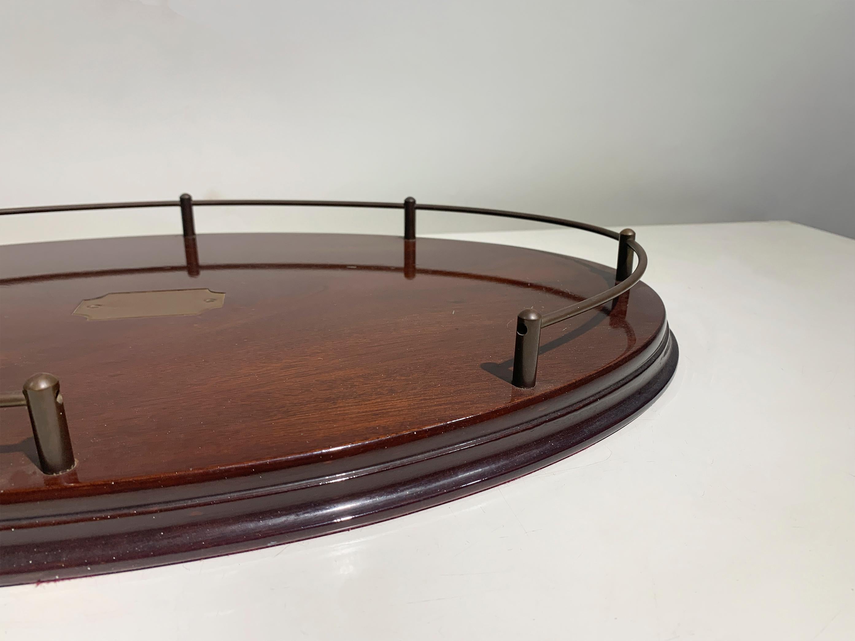 20th Century French Art Deco Noble Wood and Brass Gallery Tray, circa 1930 For Sale