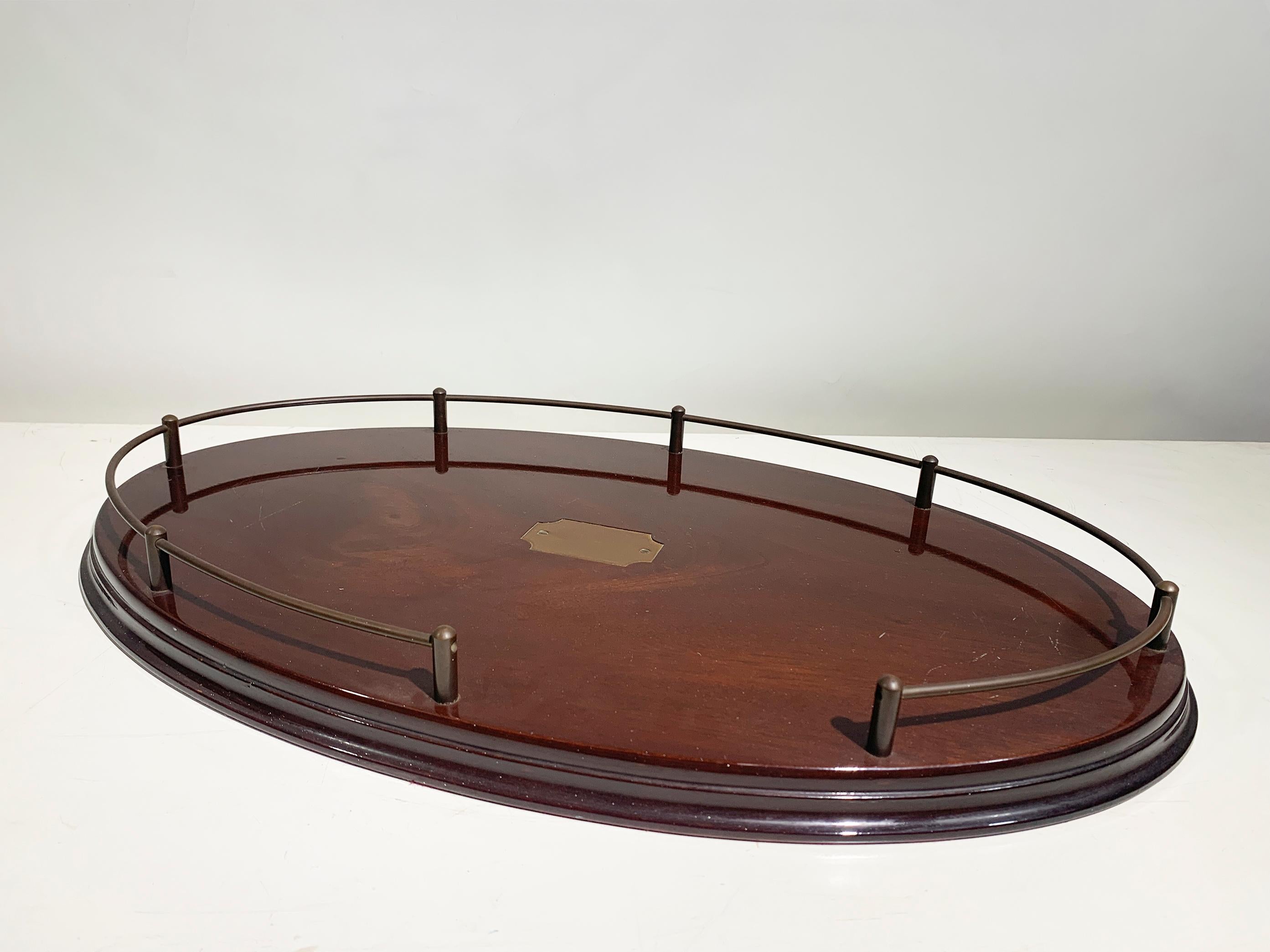 French Art Deco Noble Wood and Brass Gallery Tray, circa 1930 For Sale 1