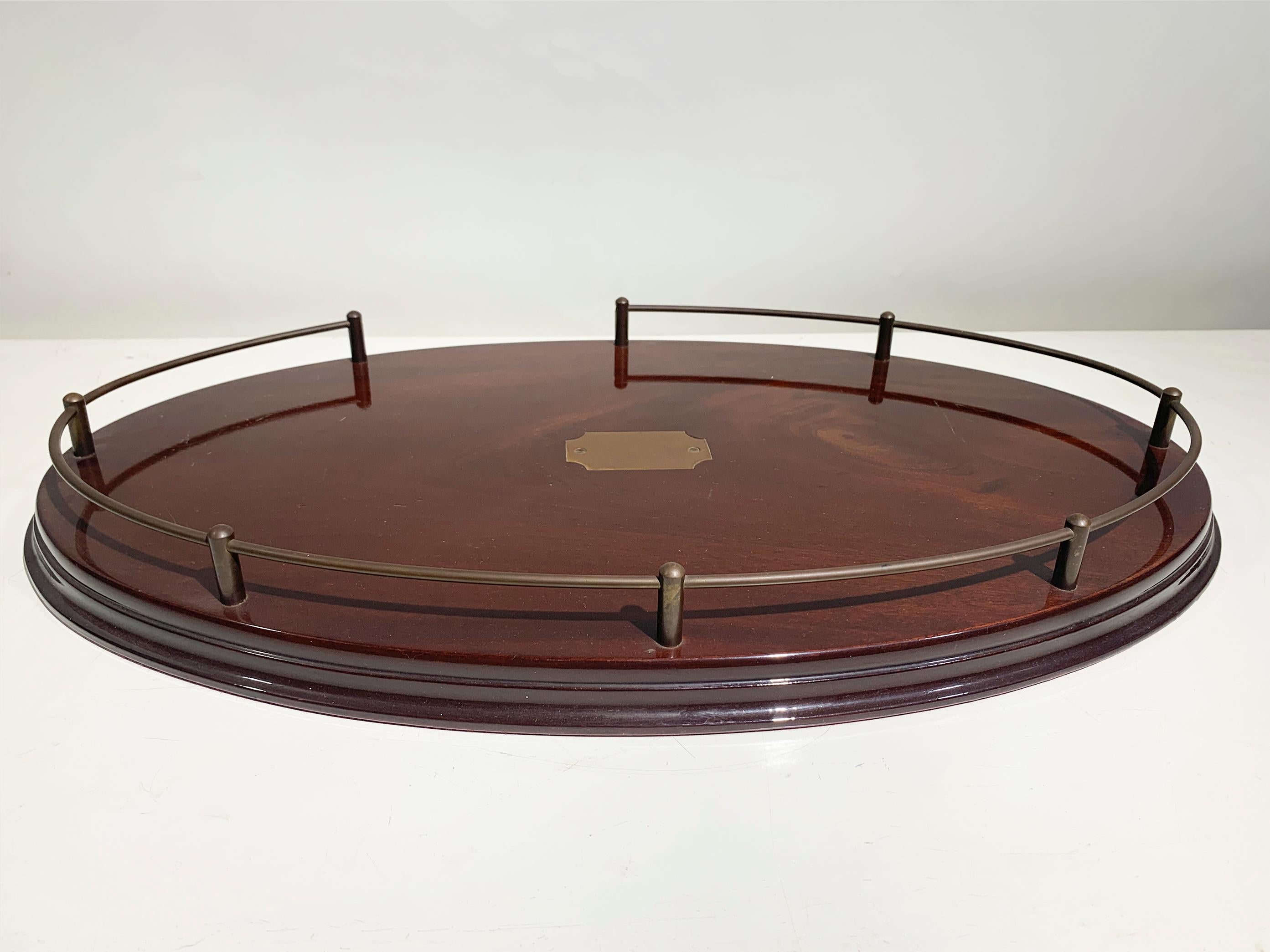 French Art Deco Noble Wood and Brass Gallery Tray, circa 1930 For Sale 3
