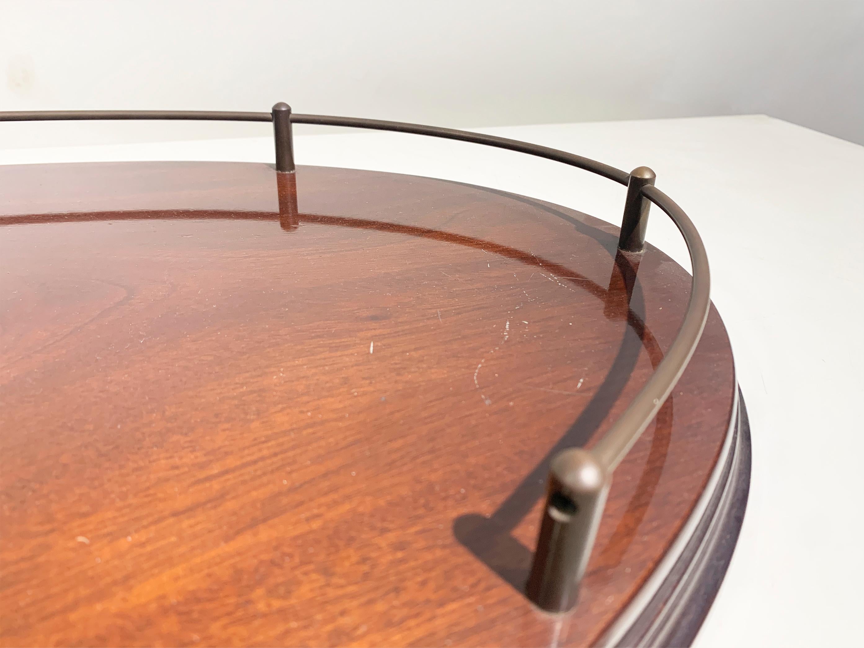 French Art Deco Noble Wood and Brass Gallery Tray, circa 1930 For Sale 4