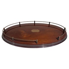 French Art Deco Noble Wood and Brass Gallery Tray, circa 1930