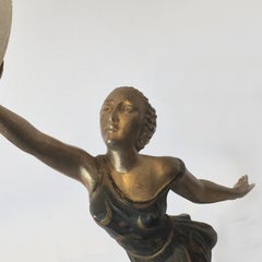 French Art Deco Nude Dancer Lamp by Molins-Balleste